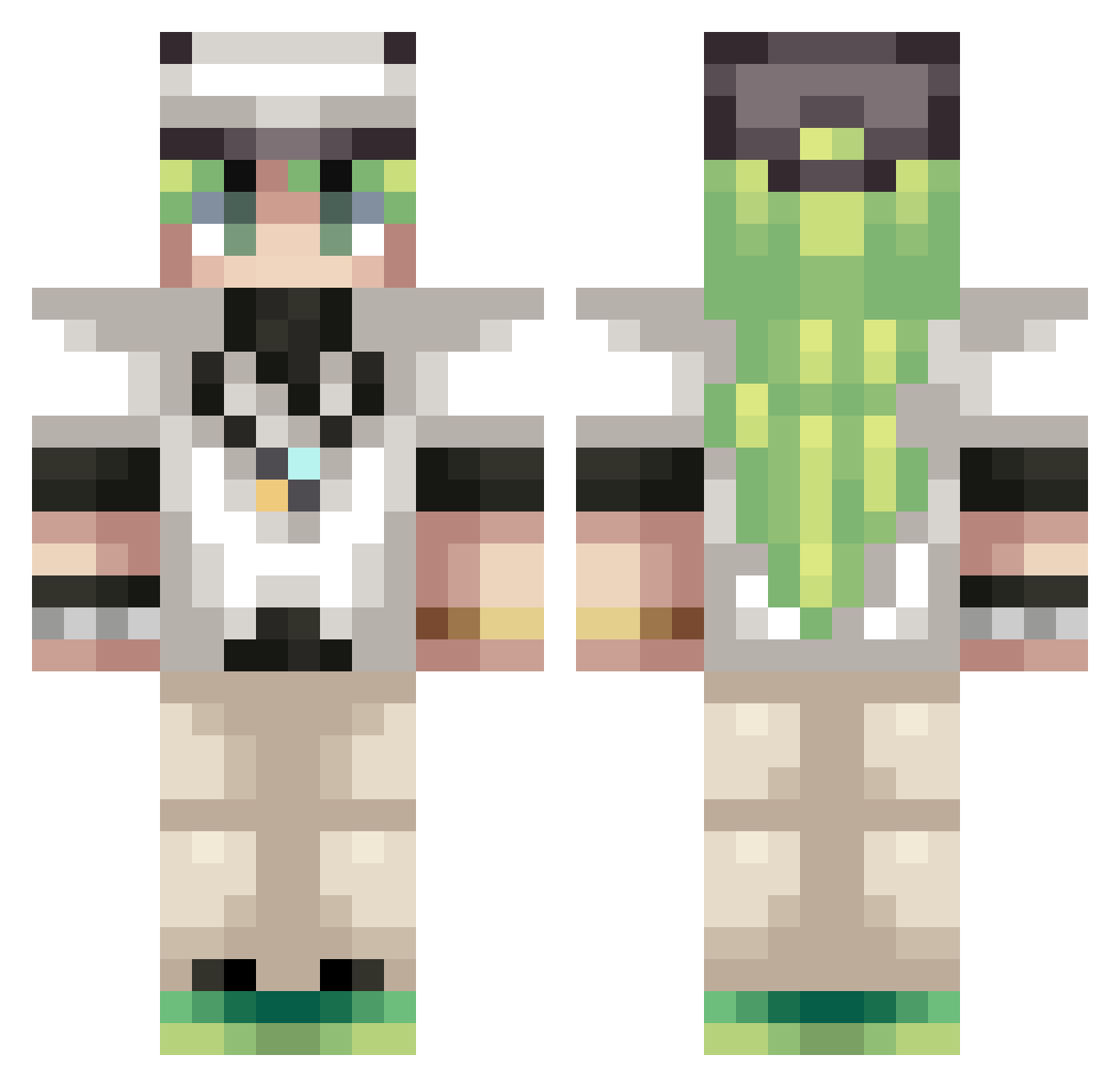 WraithW Minecraft skin, front and back view