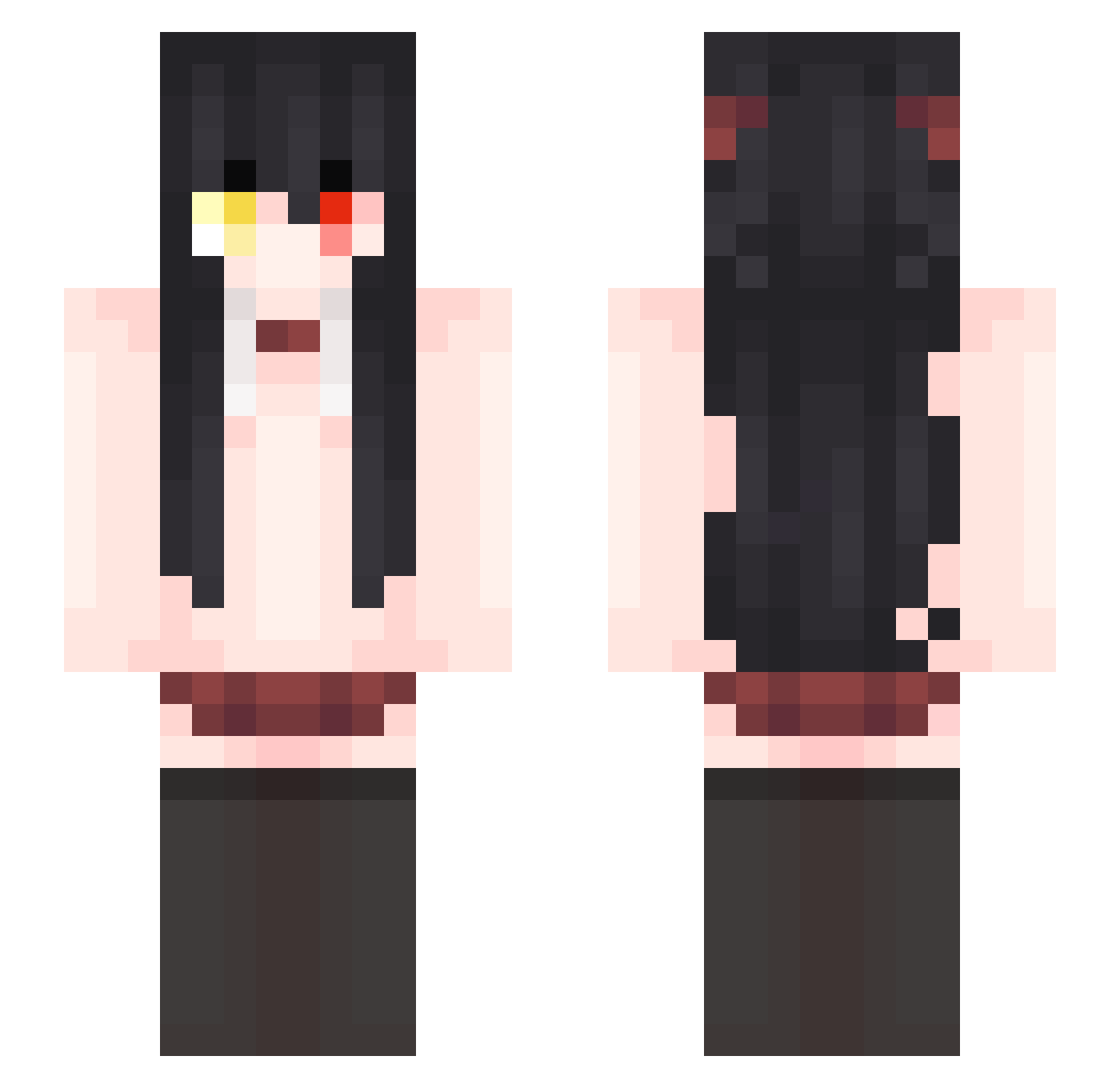TrystageBedwars Minecraft skin, front and back view
