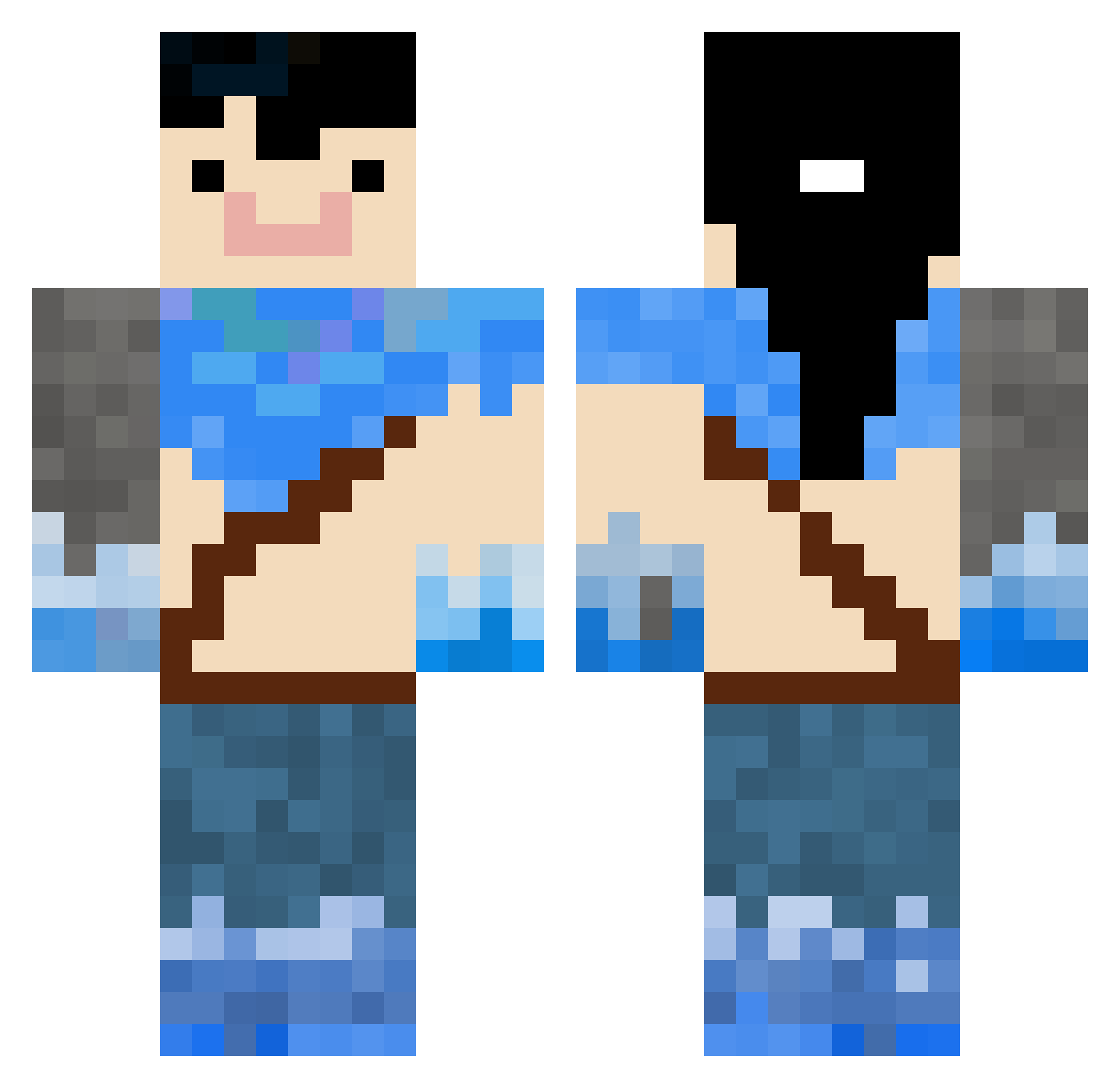 Smurtel Minecraft skin, front and back view