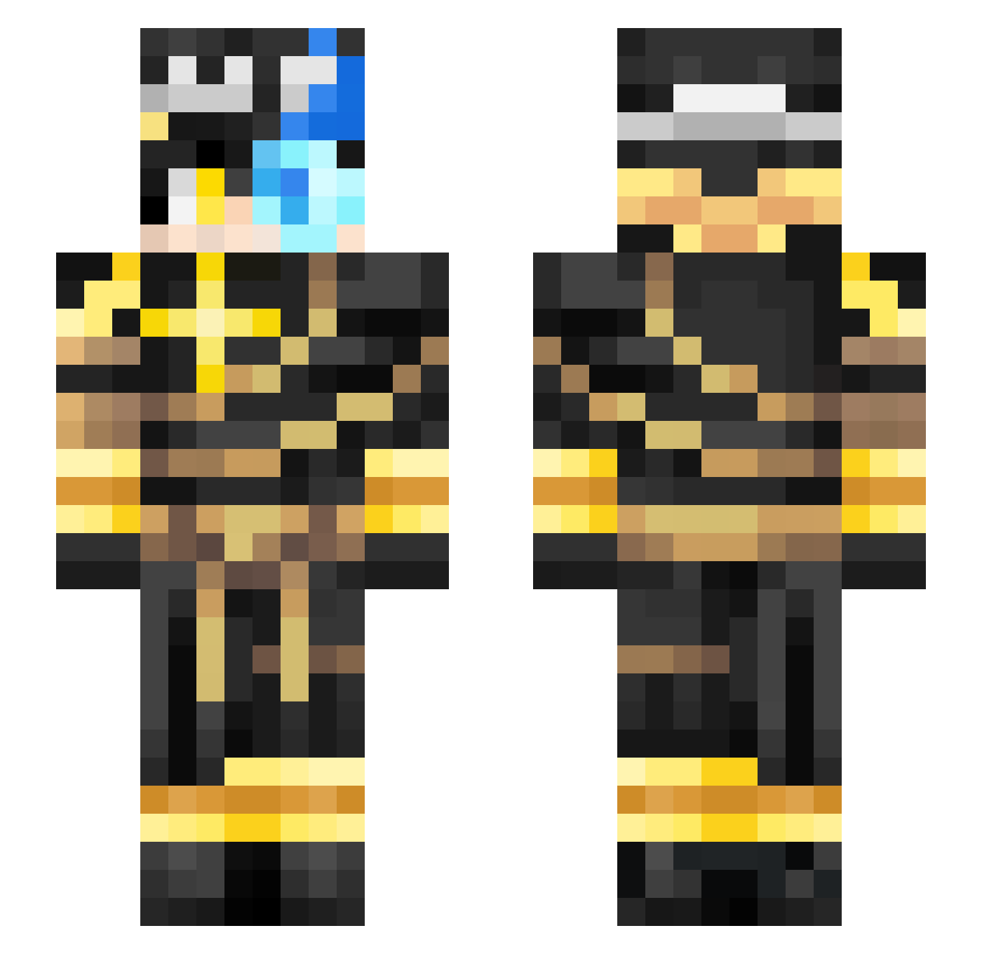 Xunth Minecraft skin, front and back view