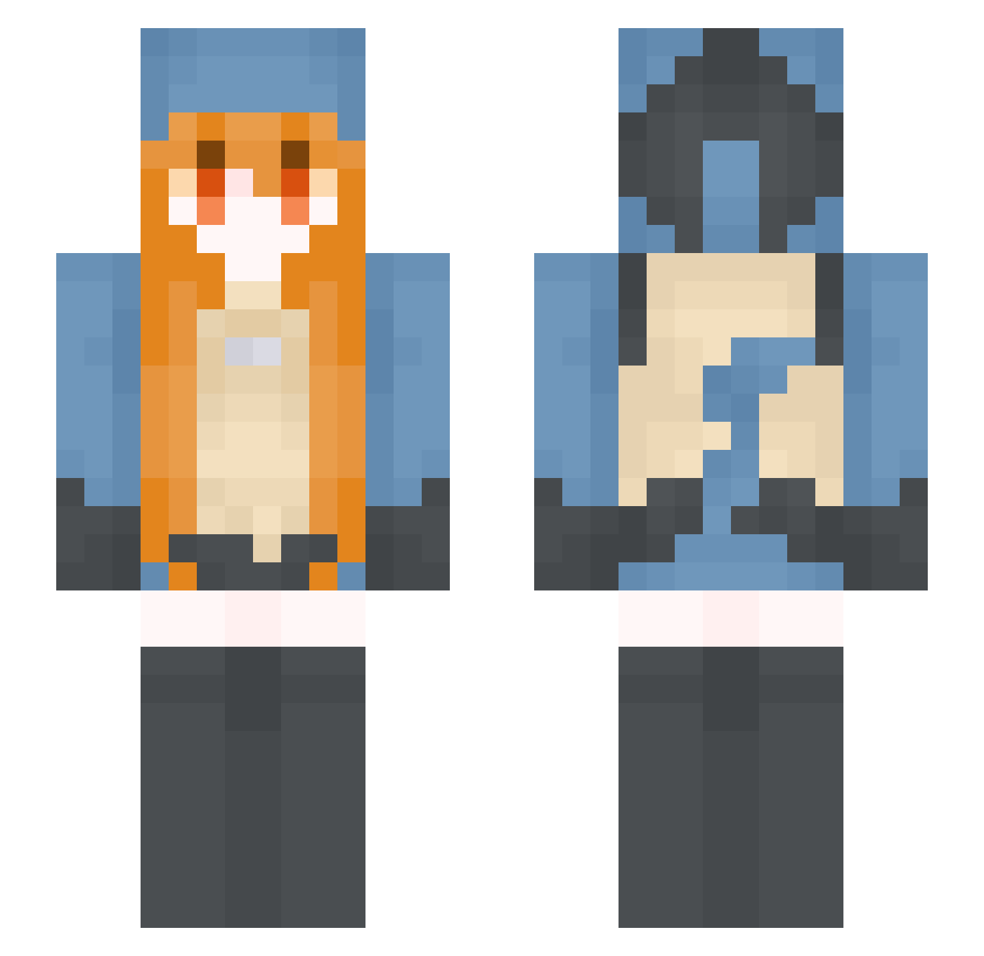 xGaby Minecraft skin, front and back view