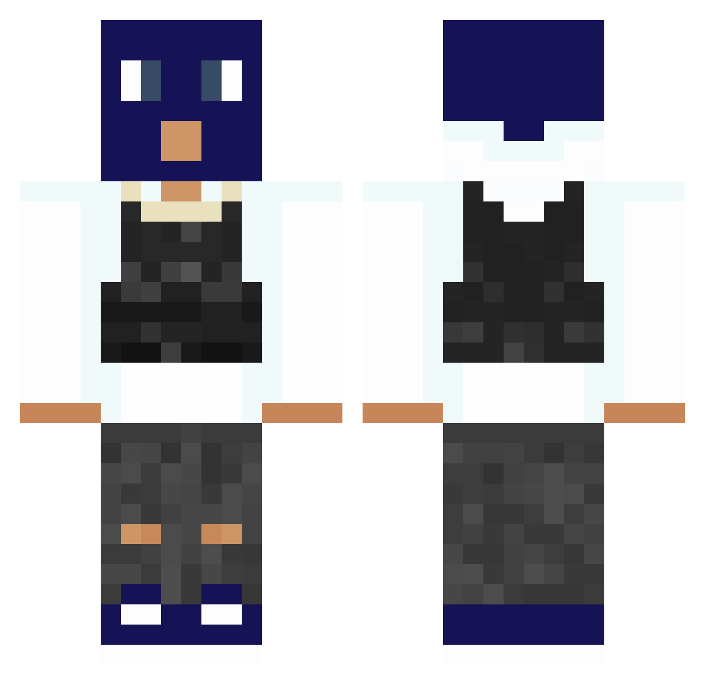 steveshotchicken Minecraft skin, front and back view