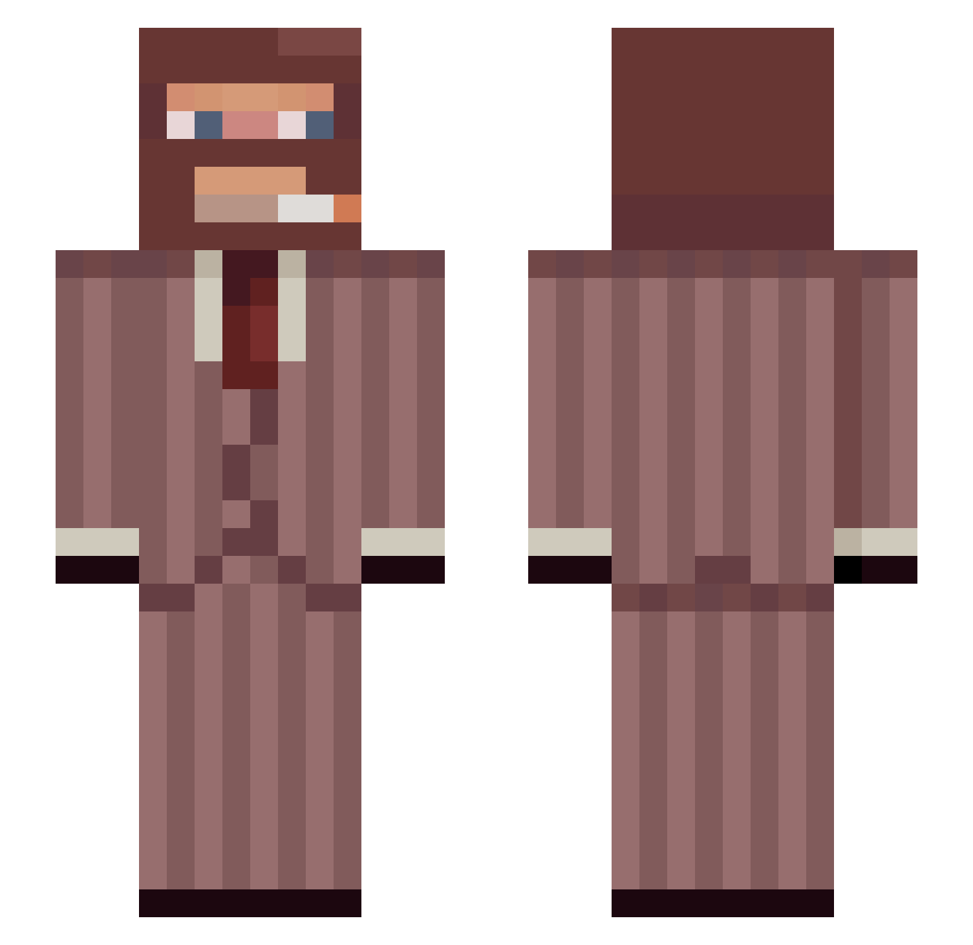 IronPlumber Minecraft skin, front and back view