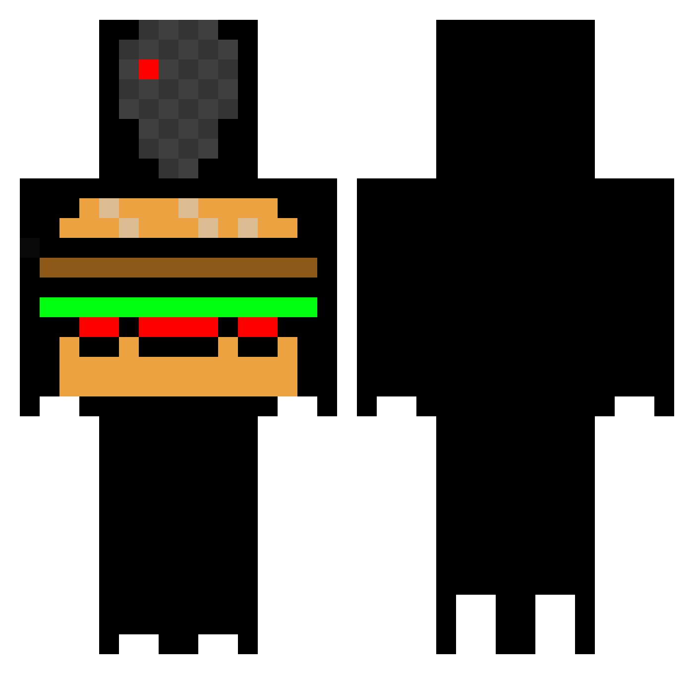 LordHamburgers Minecraft skin, front and back view