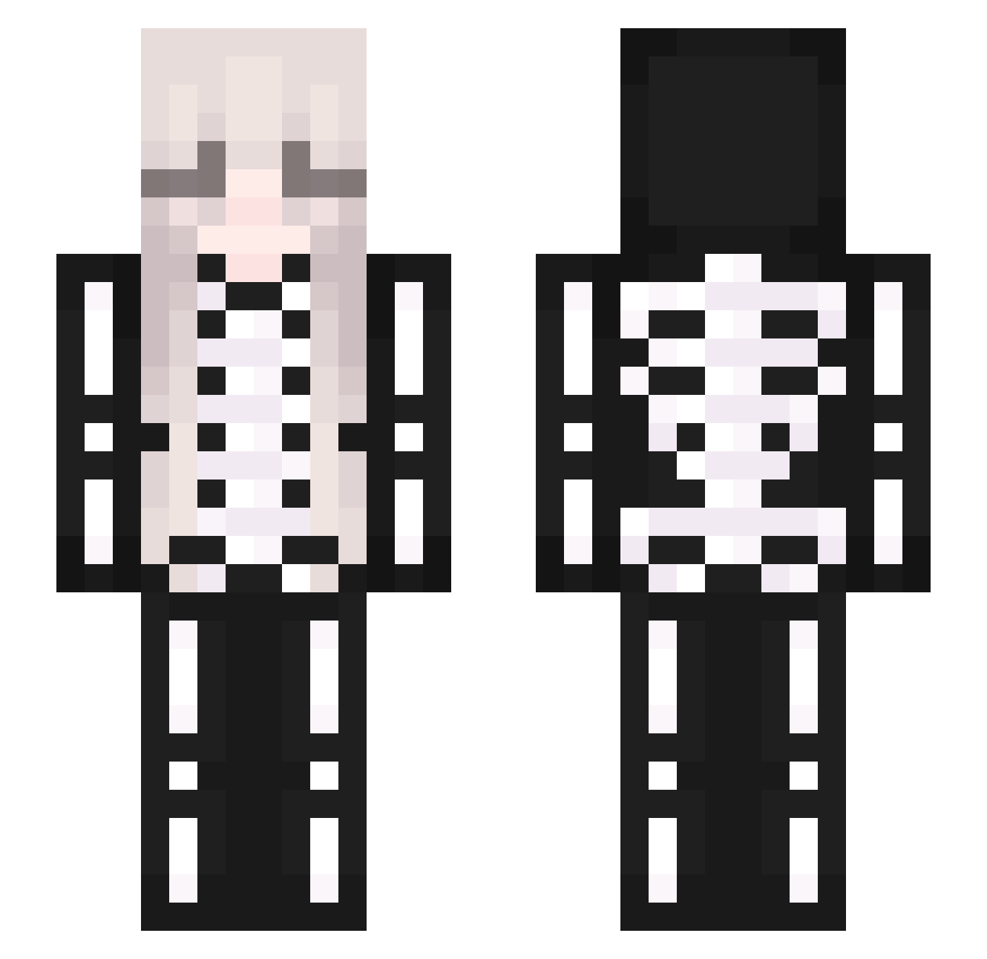 yngmls Minecraft skin, front and back view