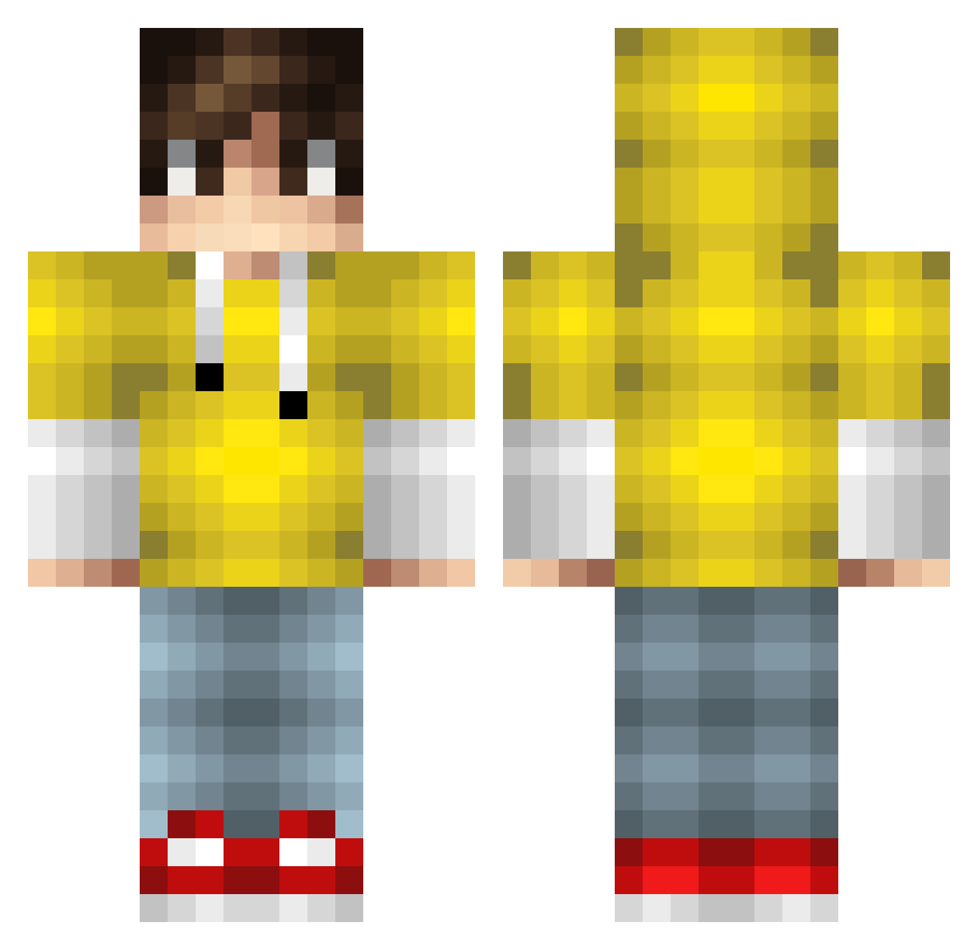 X_Pacmen Minecraft skin, front and back view