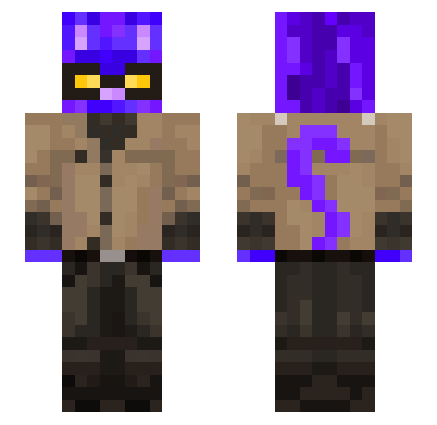 Tribak Minecraft skin, front and back view