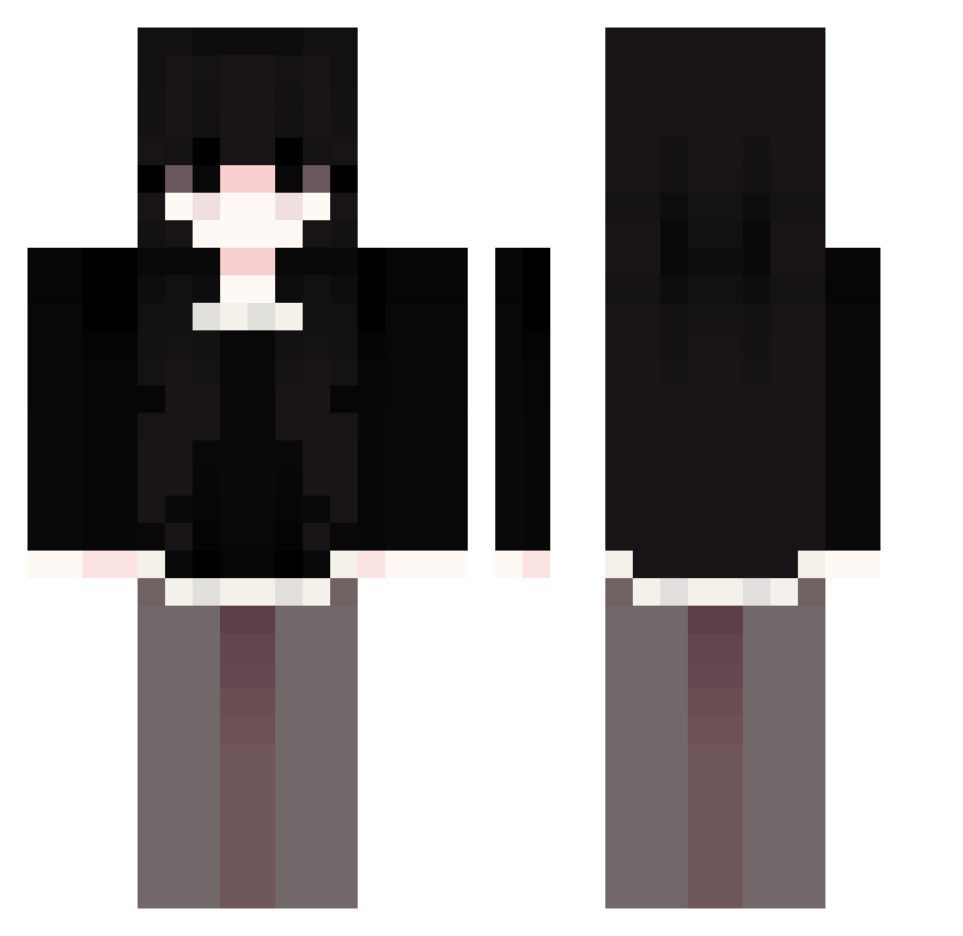 rhaeyia Minecraft skin, front and back view