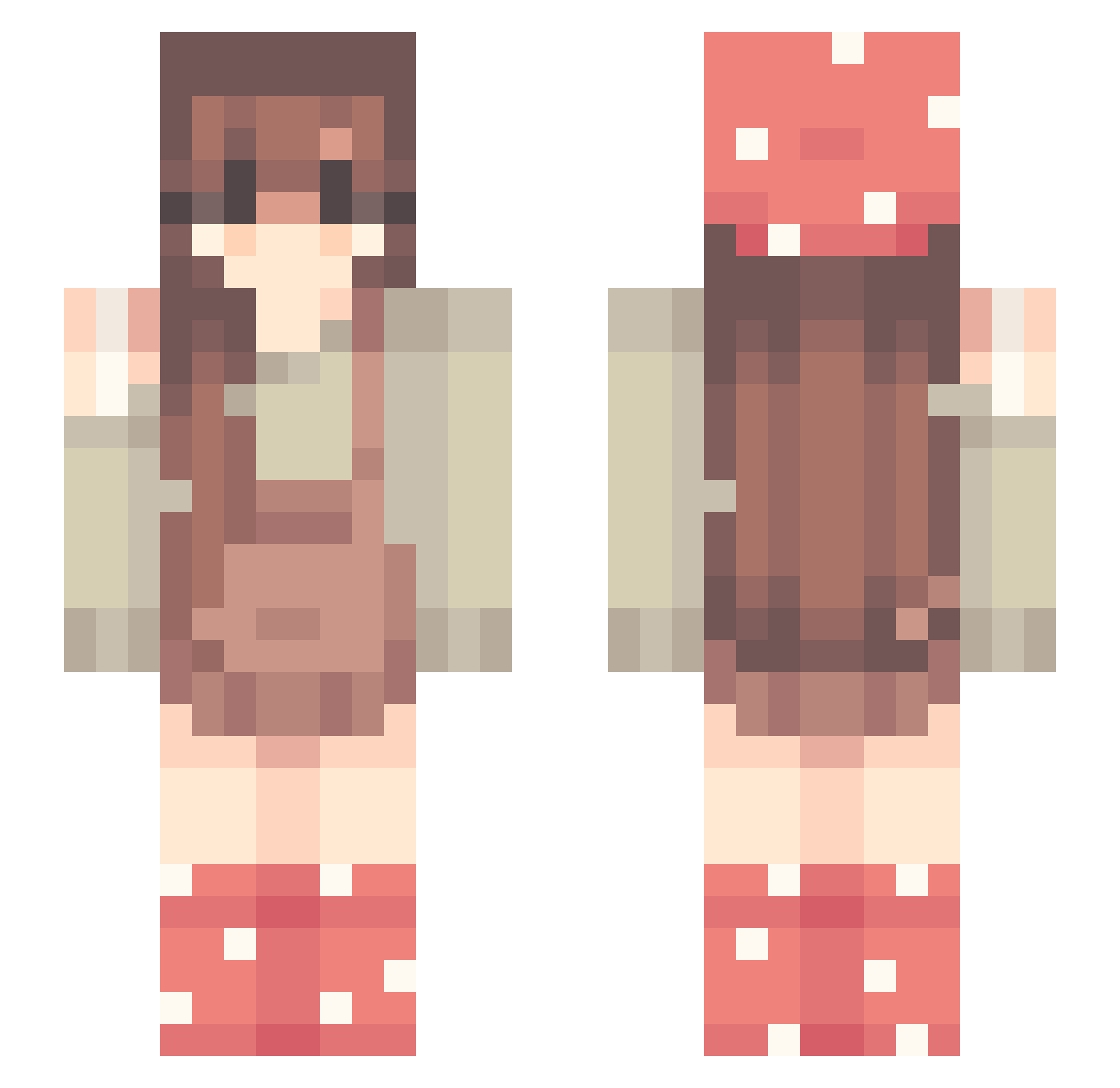 Mizu_Sam Minecraft skin, front and back view