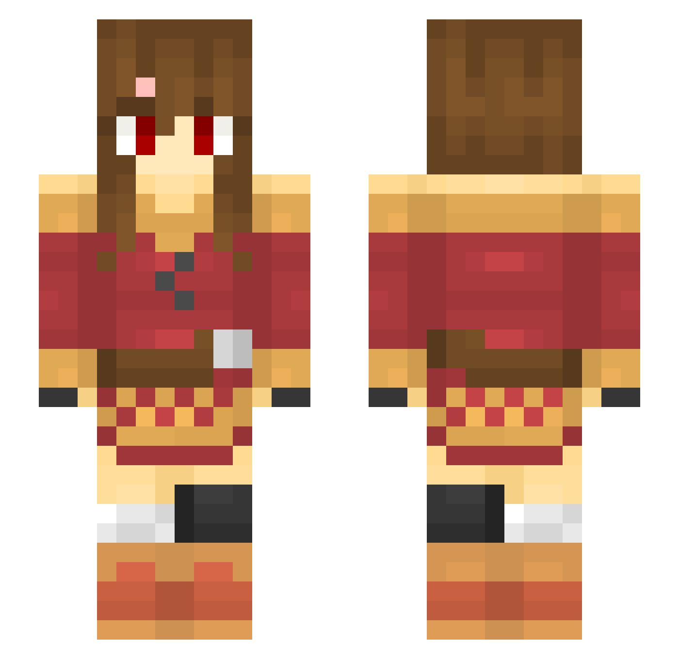 WeebRice Minecraft skin, front and back view