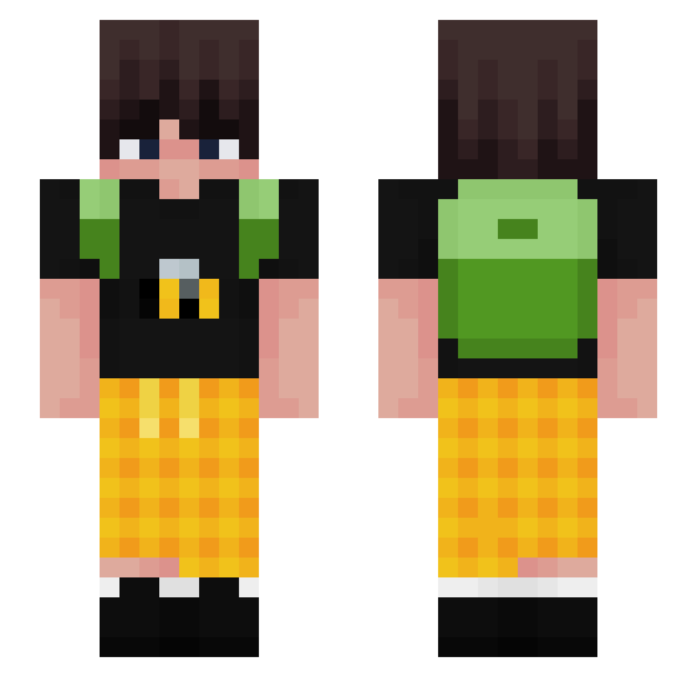 PrinceKlumzy Minecraft skin, front and back view
