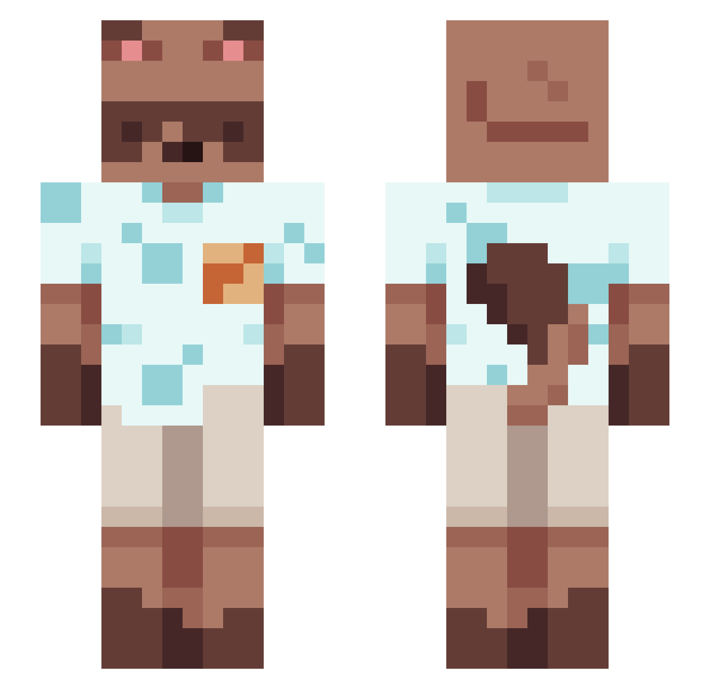 Torcheo Minecraft skin, front and back view