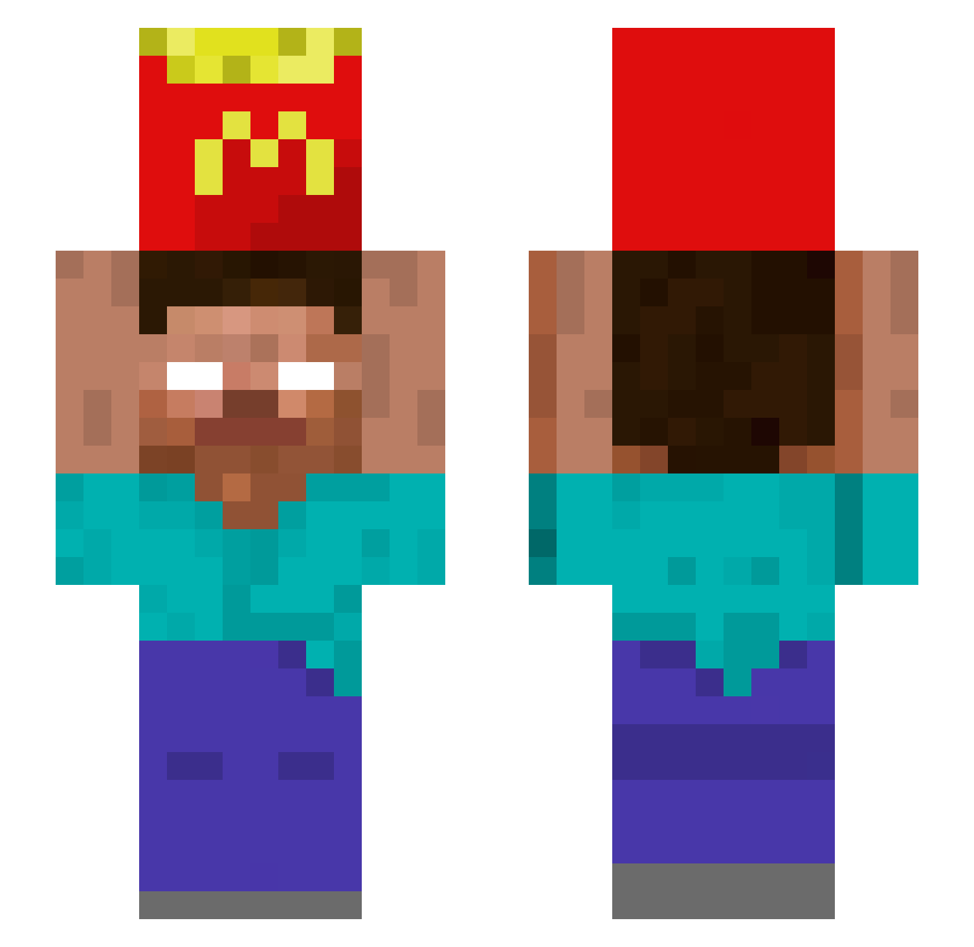 raynerboy Minecraft skin, front and back view