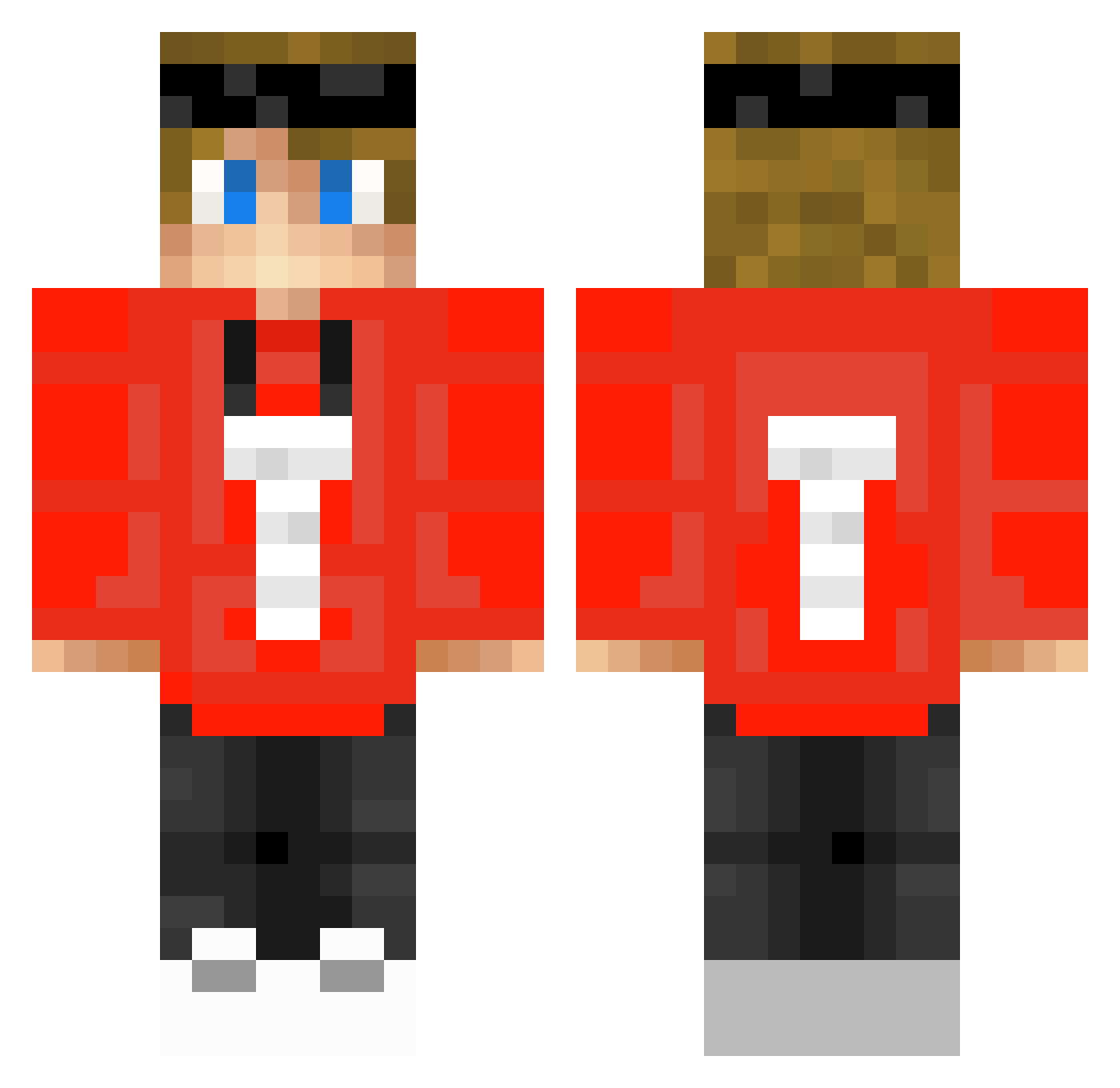 TuggePOWER Minecraft skin, front and back view