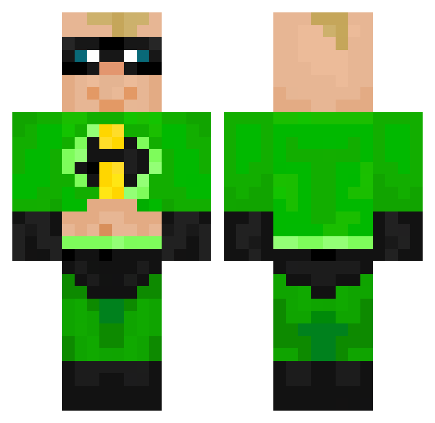 hubertvonfoggle Minecraft skin, front and back view