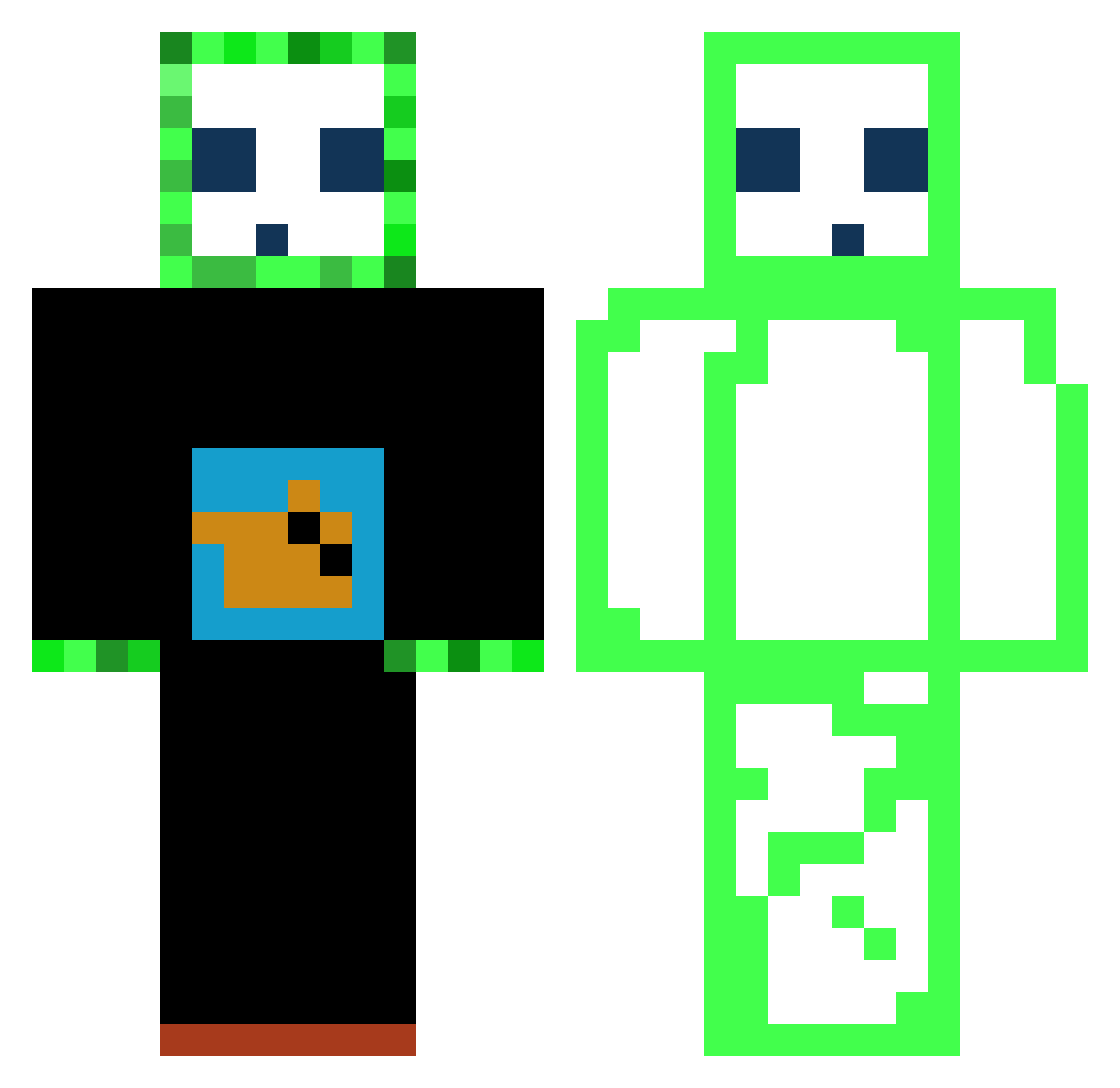 prolegs Minecraft skin, front and back view