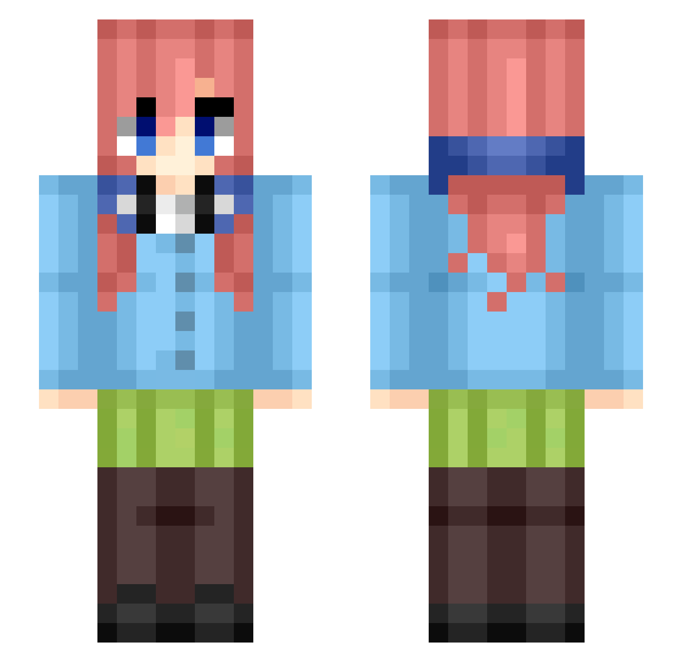 NlMN Minecraft skin, front and back view