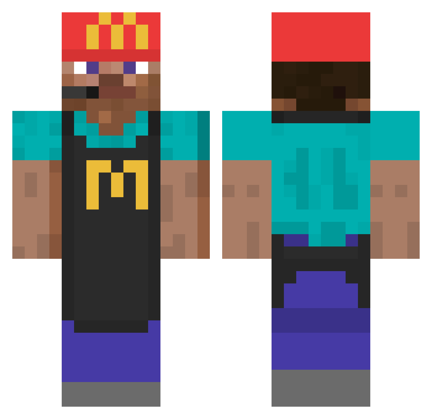 WOAHSSSS Minecraft skin, front and back view