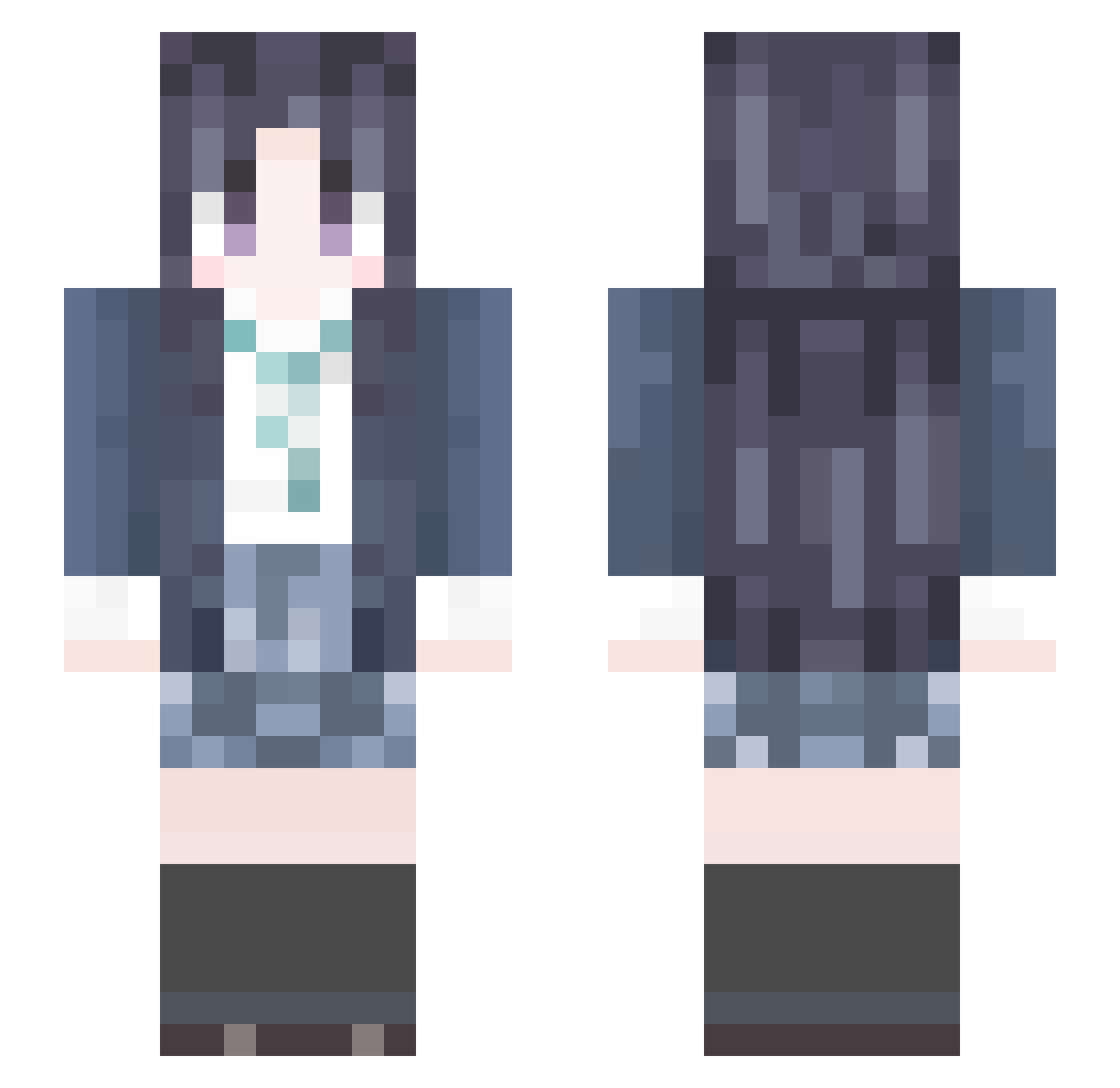 ZhuoR Minecraft skin, front and back view