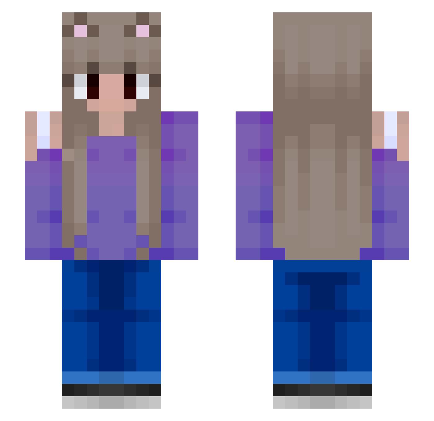 Lilunseen Minecraft skin, front and back view