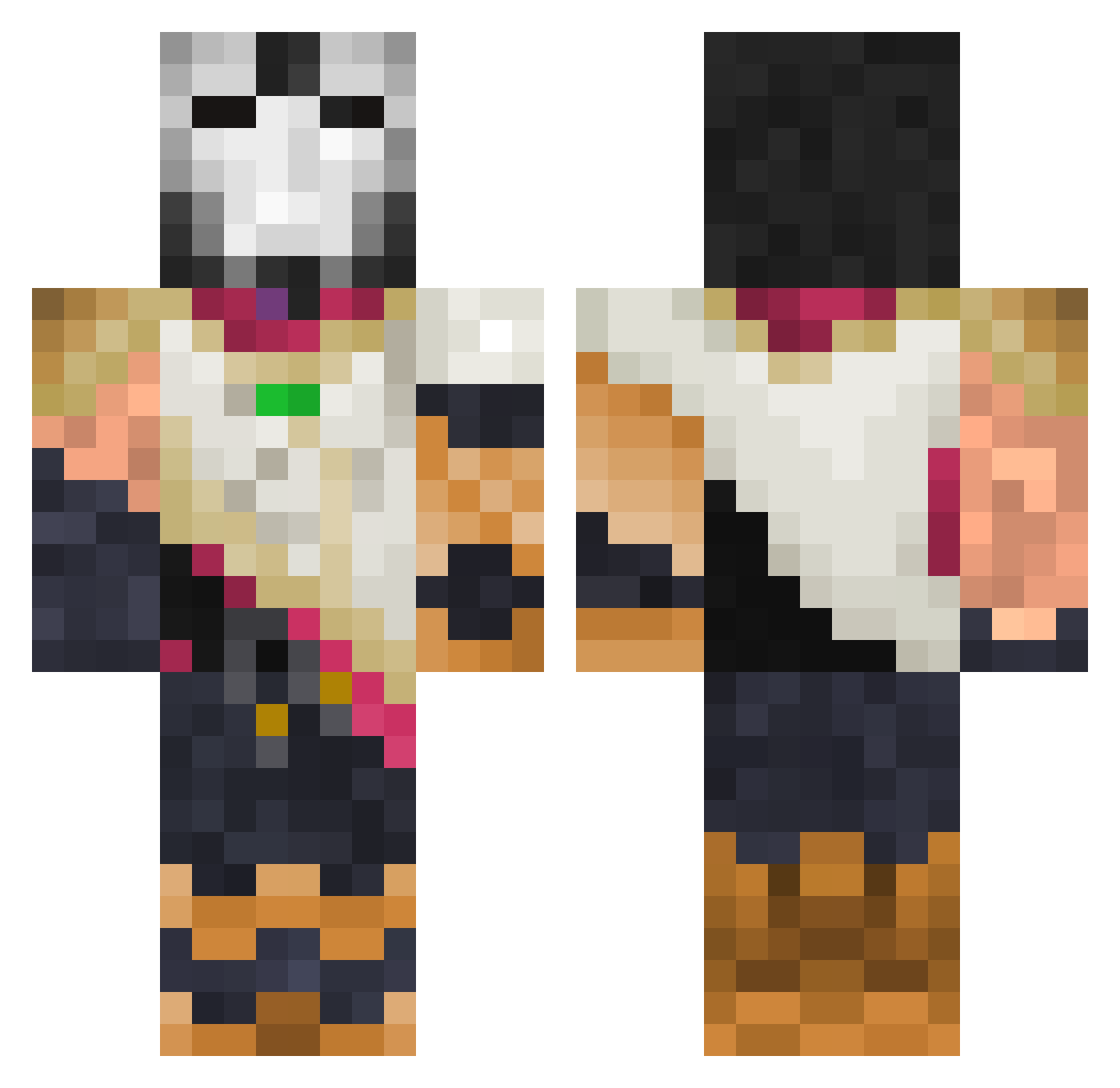 mattowo Minecraft skin, front and back view
