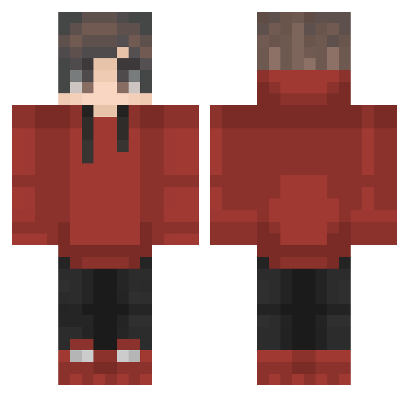 Unassigned Minecraft skin, front and back view