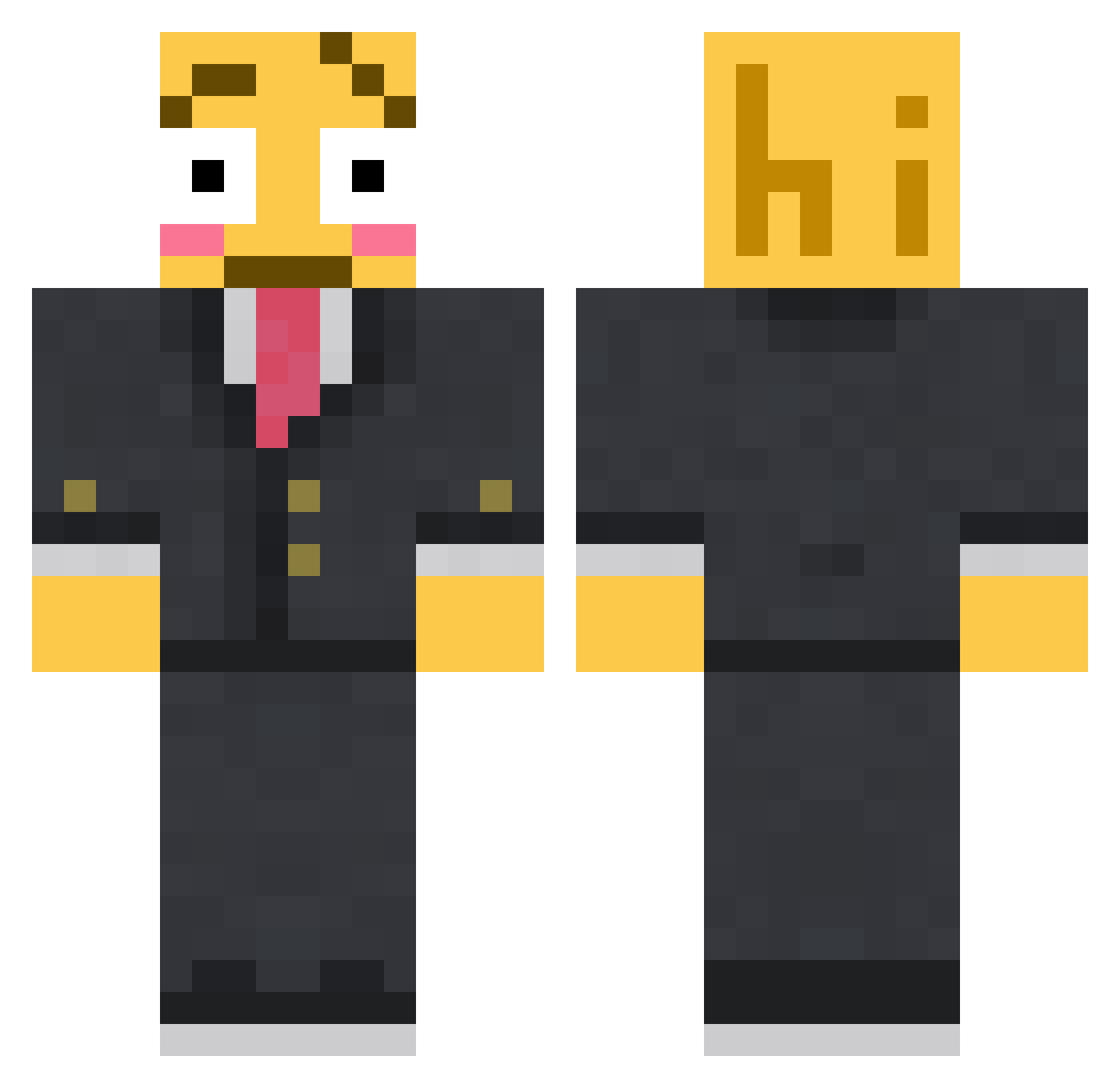 RiverOfGold Minecraft skin, front and back view