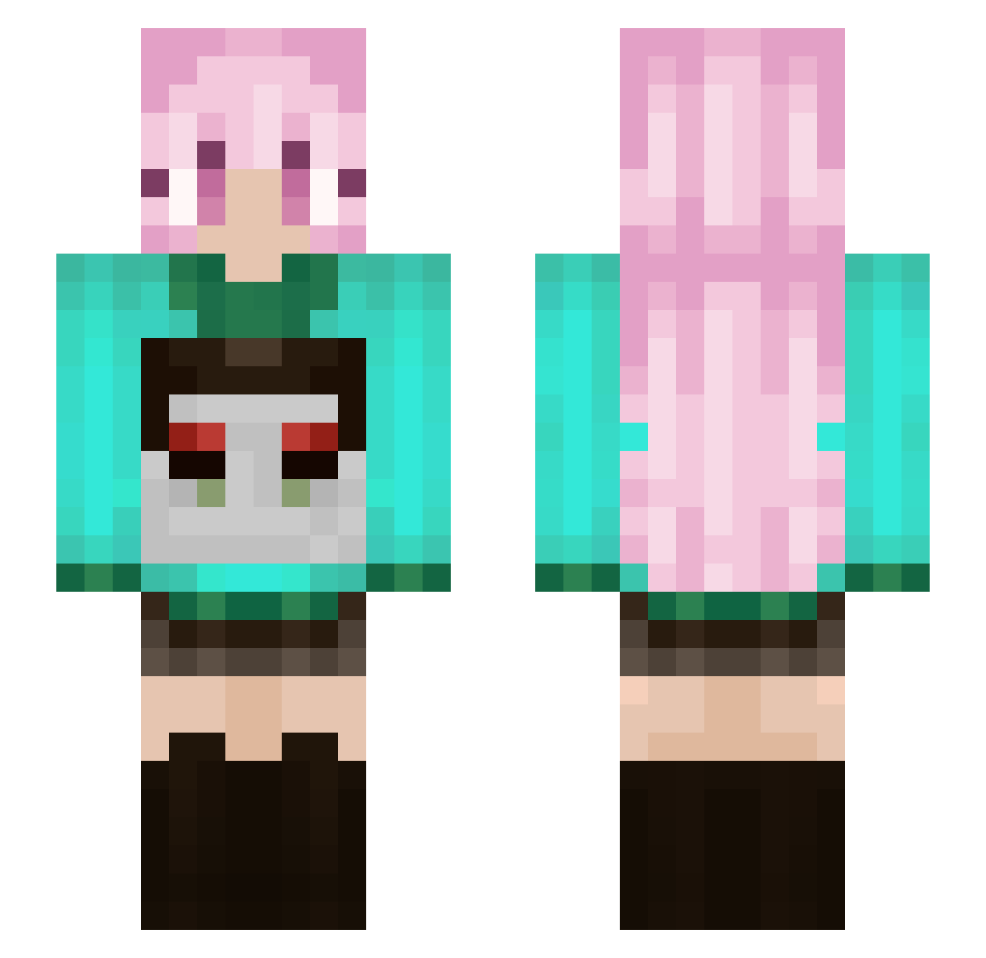 LunaaBritish Minecraft skin, front and back view