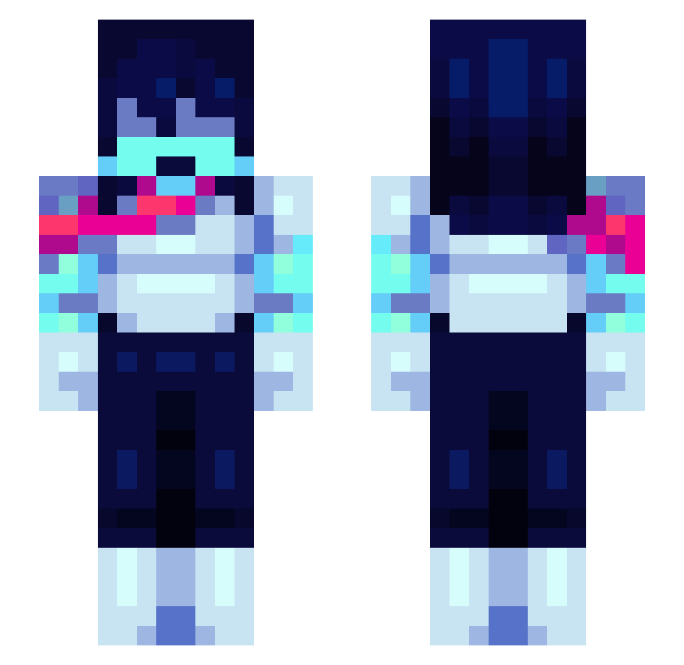 BlindingNebula Minecraft skin, front and back view