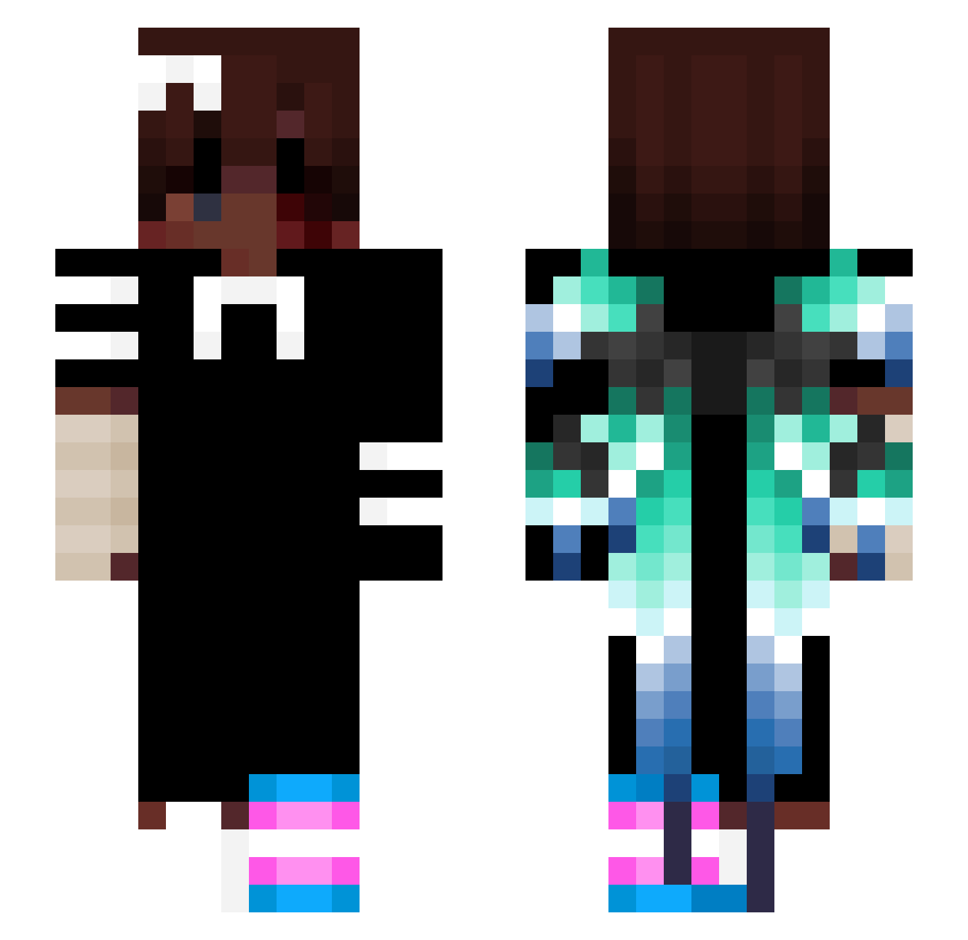 AspenTheShrimp Minecraft skin, front and back view