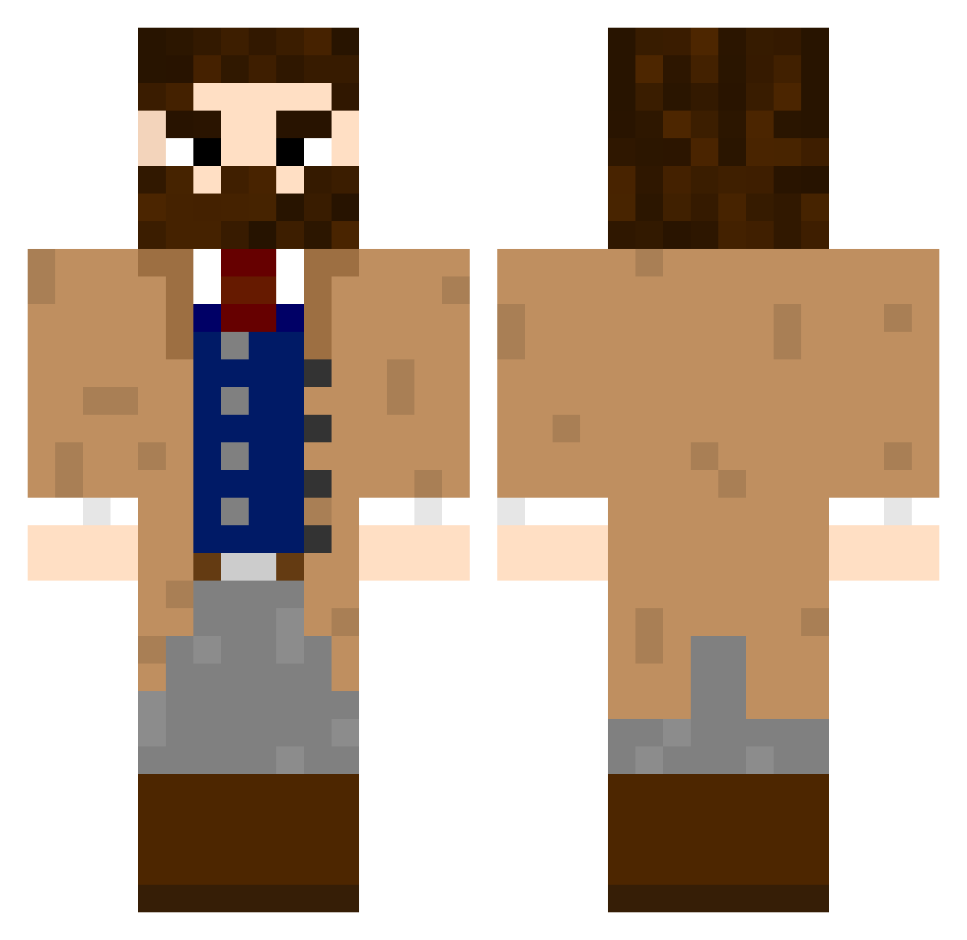 Jerobrine_MC Minecraft skin, front and back view