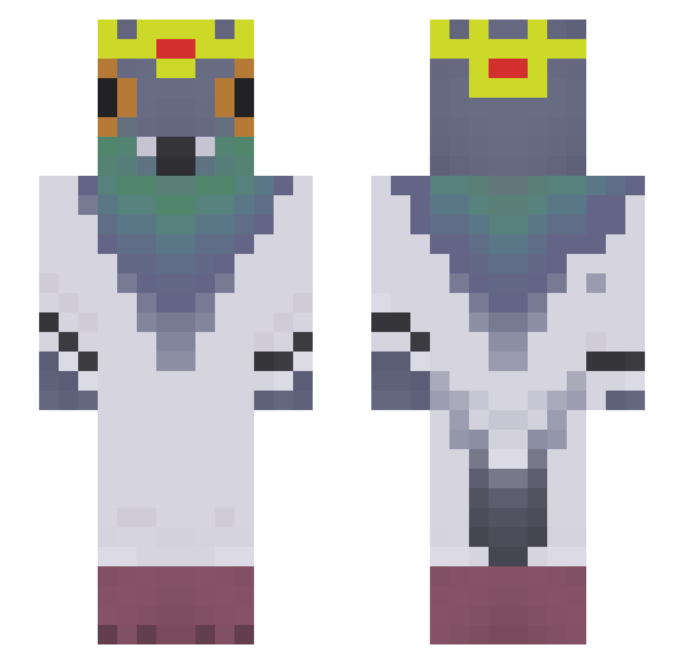 aihamV Minecraft skin, front and back view