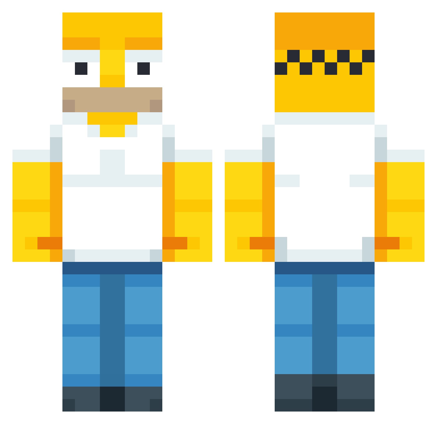 Waveharpp Minecraft skin, front and back view