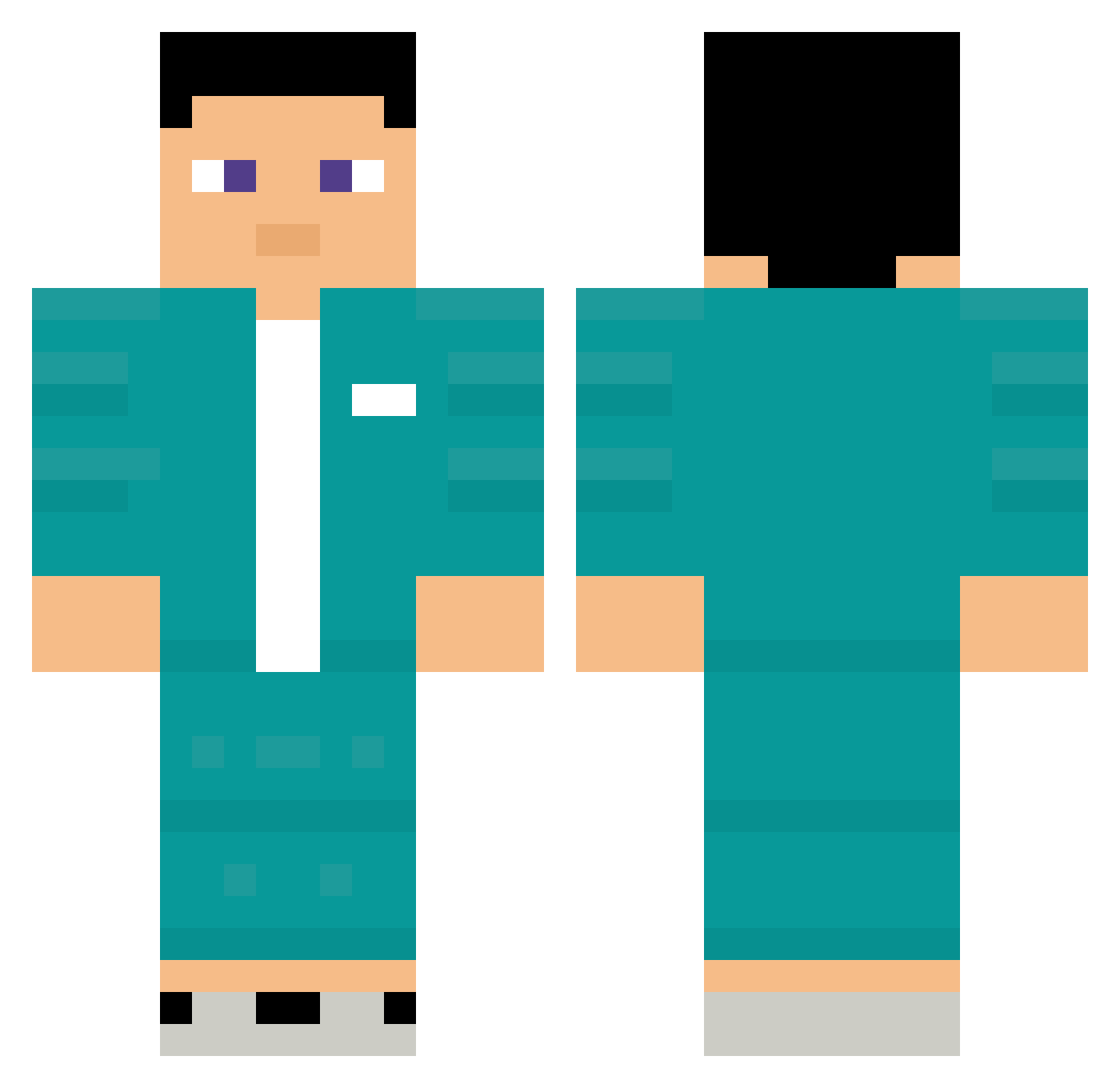 Teimooo Minecraft skin, front and back view