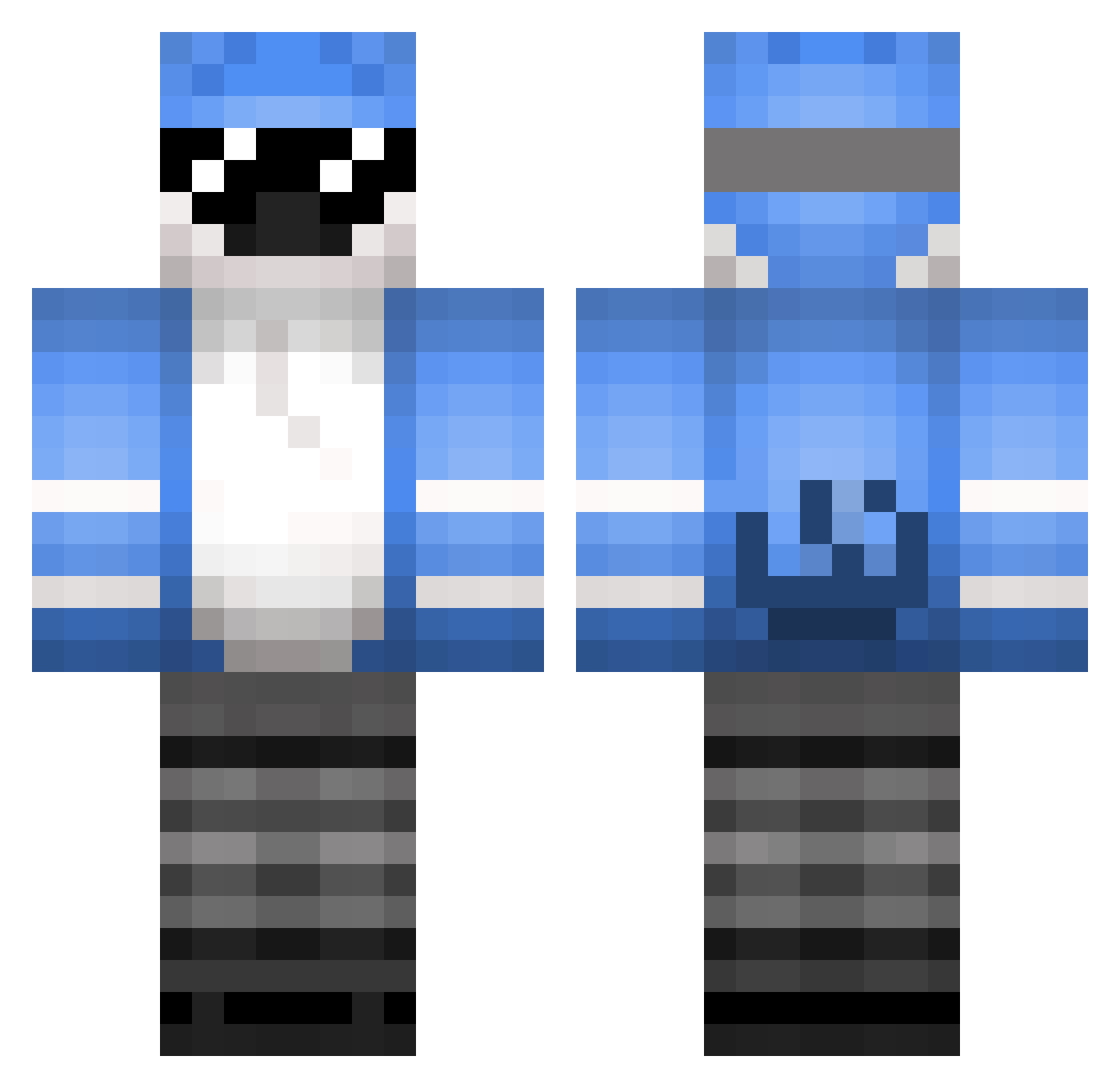 Gachape Minecraft skin, front and back view