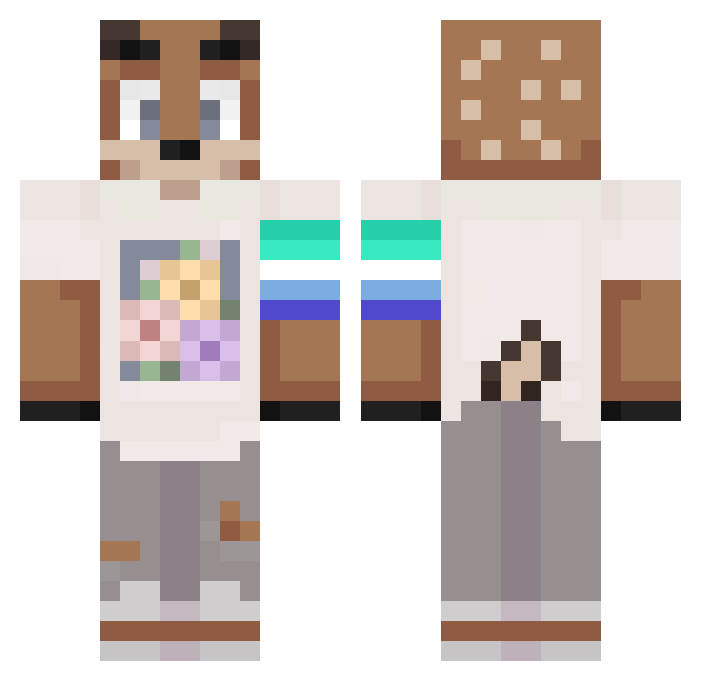 ArloTheDeer Minecraft skin, front and back view