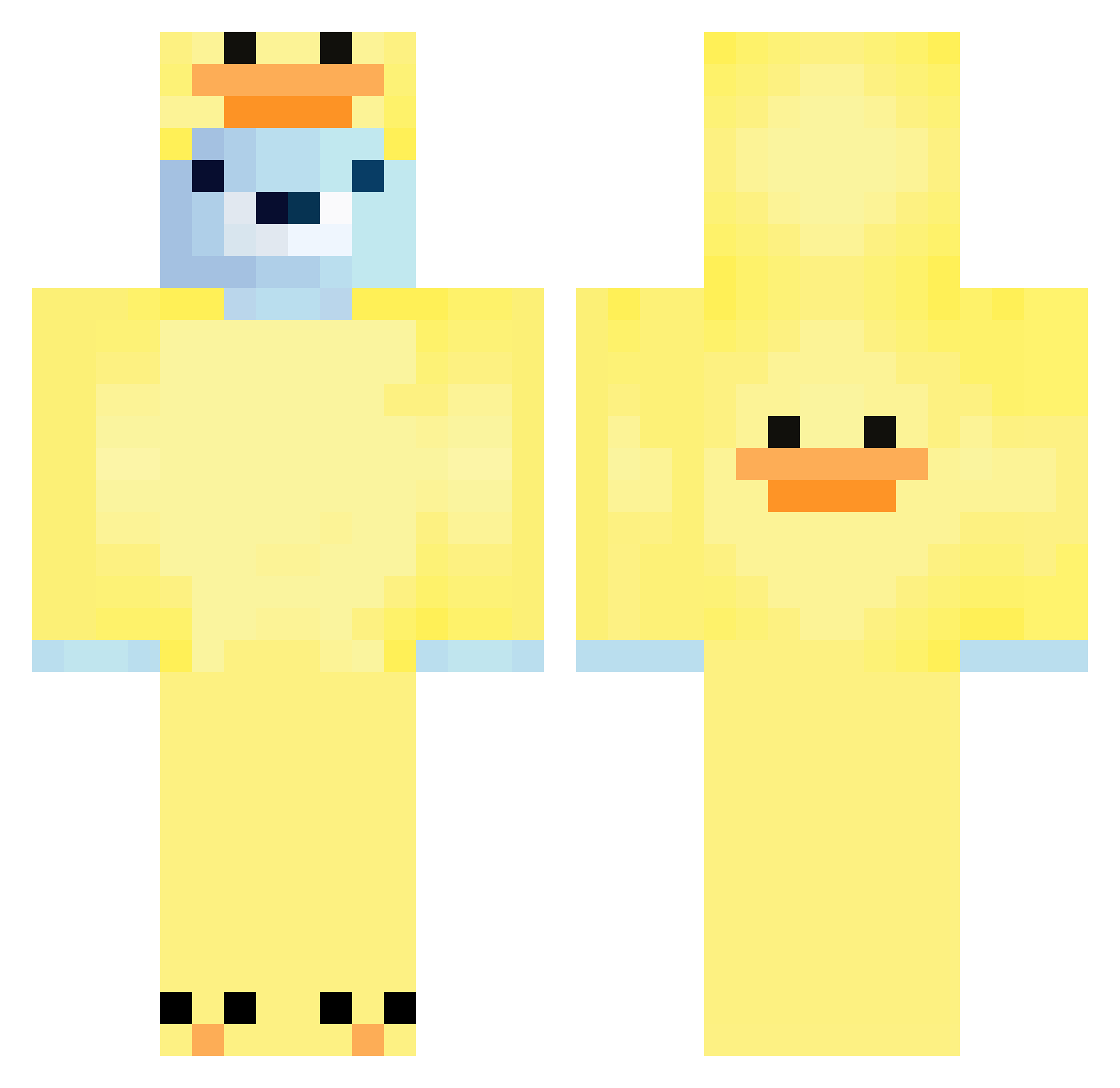 Rux1k Minecraft skin, front and back view
