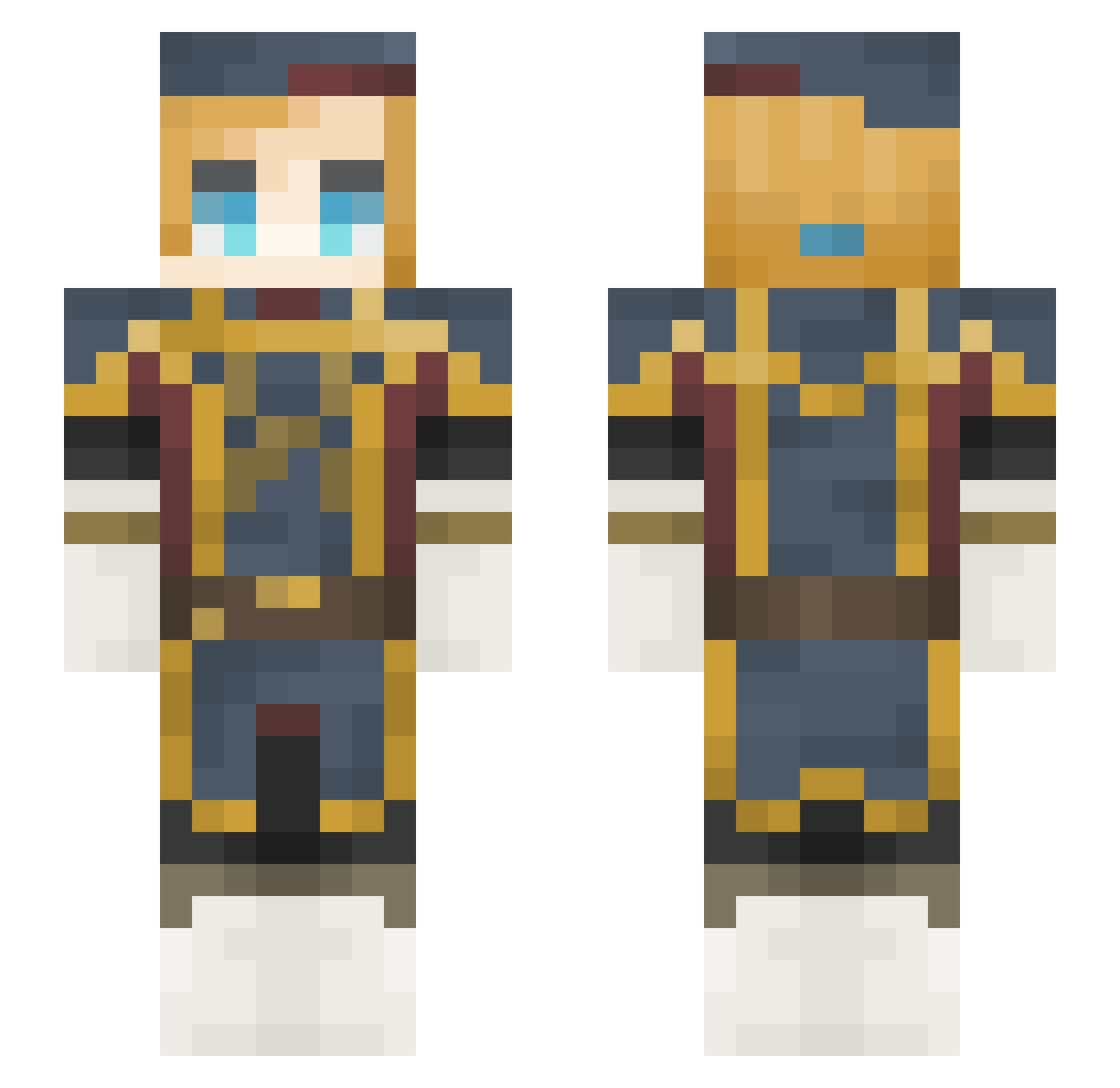 miscolored Minecraft skin, front and back view