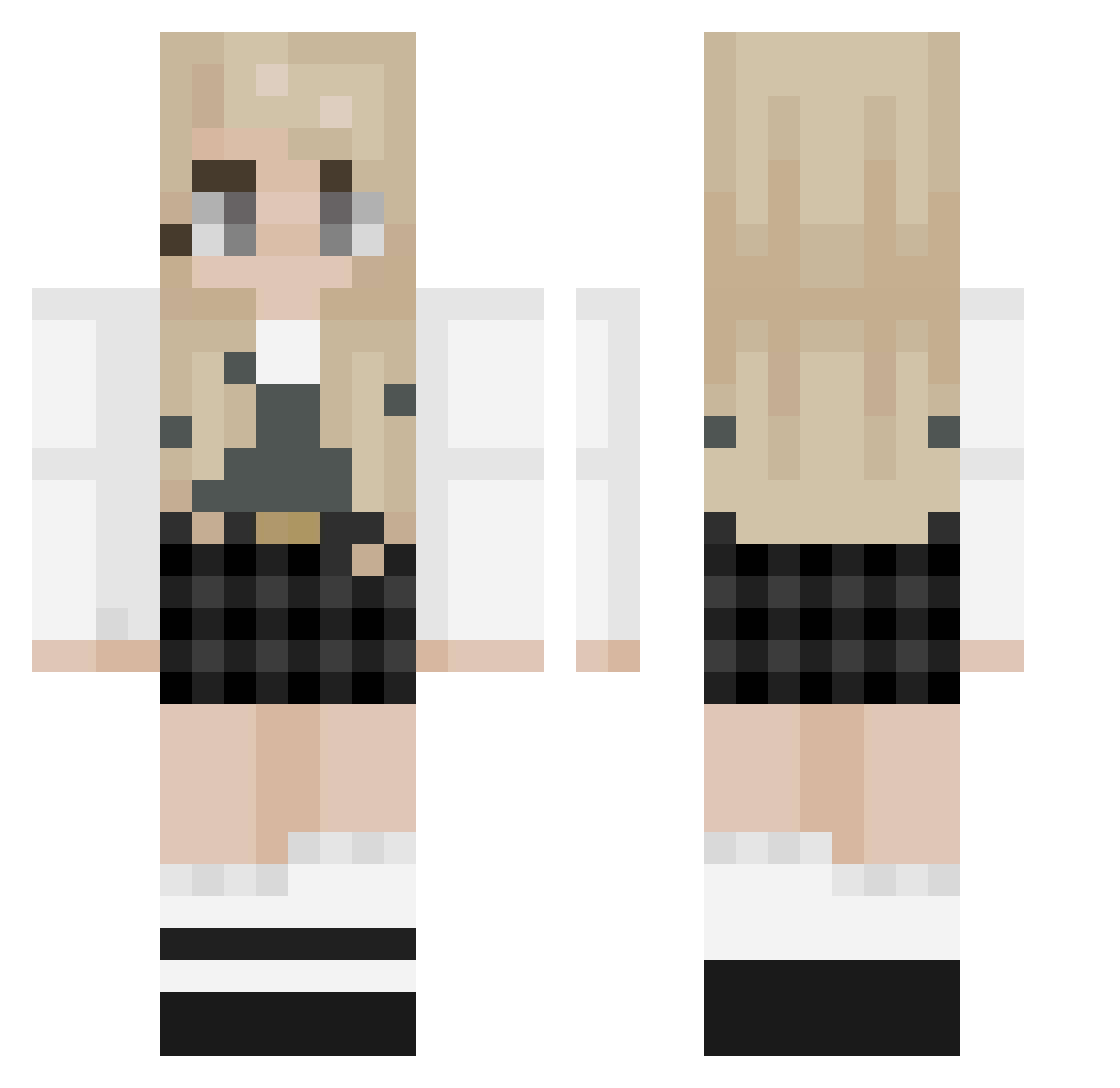 xKarasioland Minecraft skin, front and back view