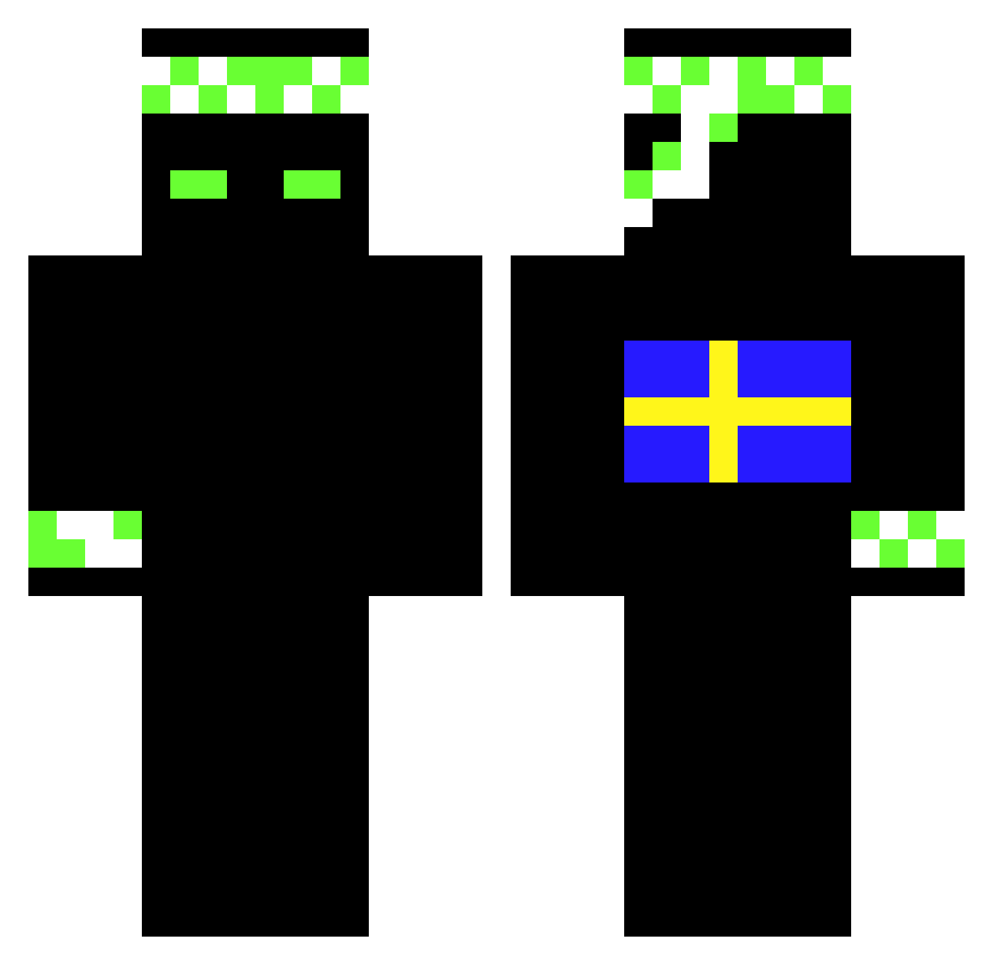 Spixsy Minecraft skin, front and back view