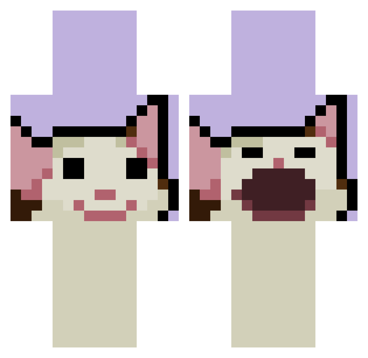 Uvaaa Minecraft skin, front and back view