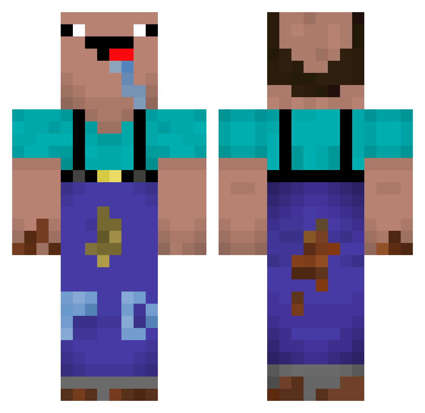Tete_2_beat Minecraft skin, front and back view