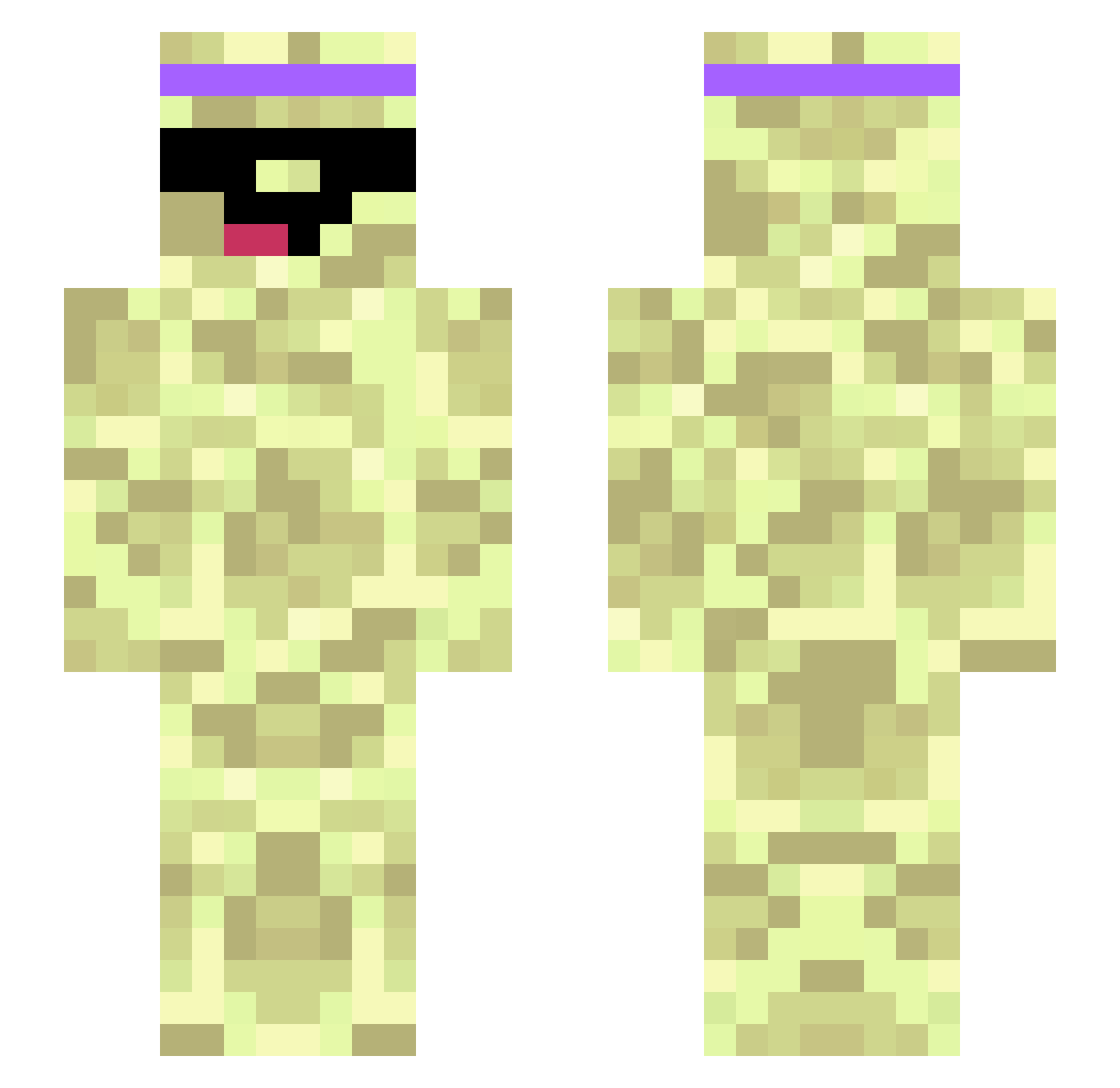 Mustnt Minecraft skin, front and back view