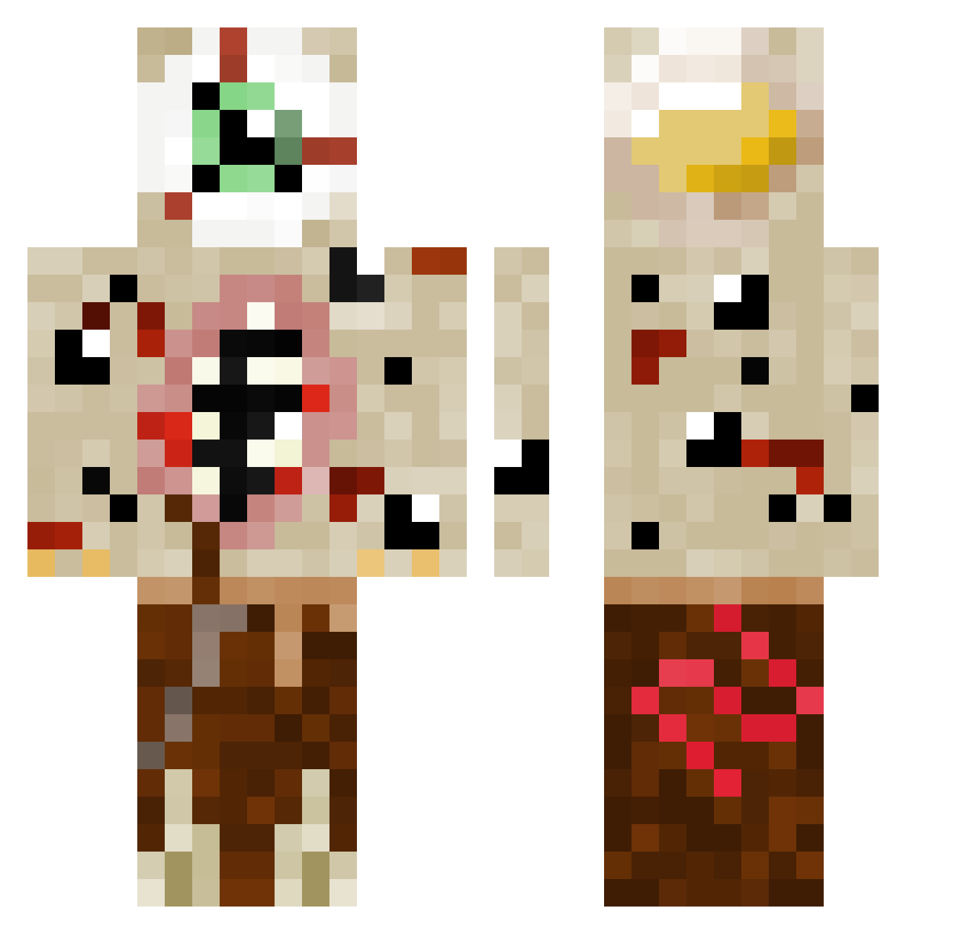 BxA6745 Minecraft skin, front and back view