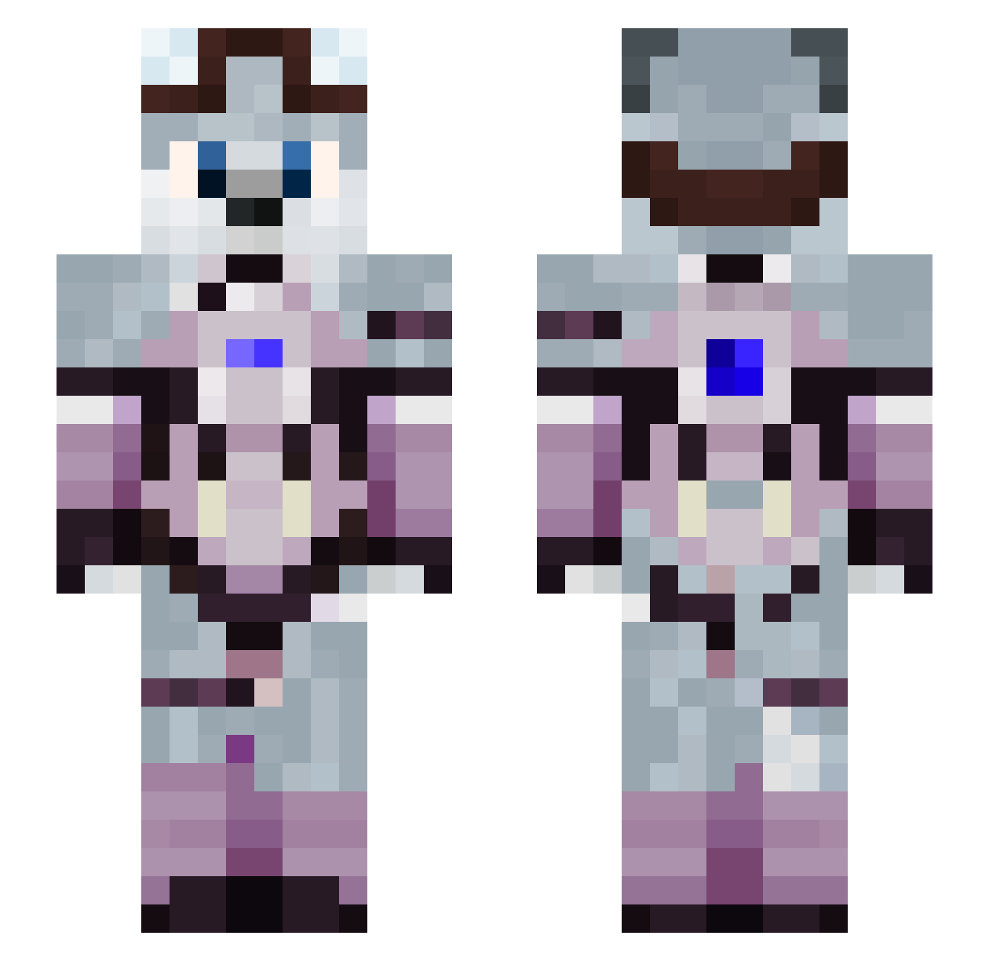 GreyTheBlizzard Minecraft skin, front and back view