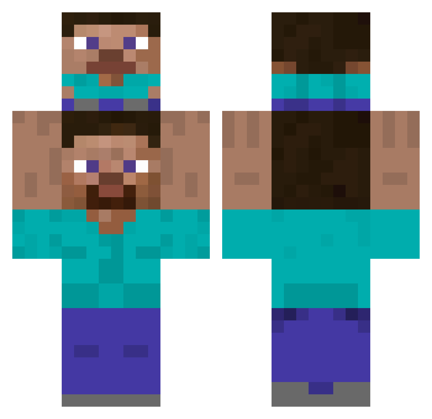 ud0x Minecraft skin, front and back view