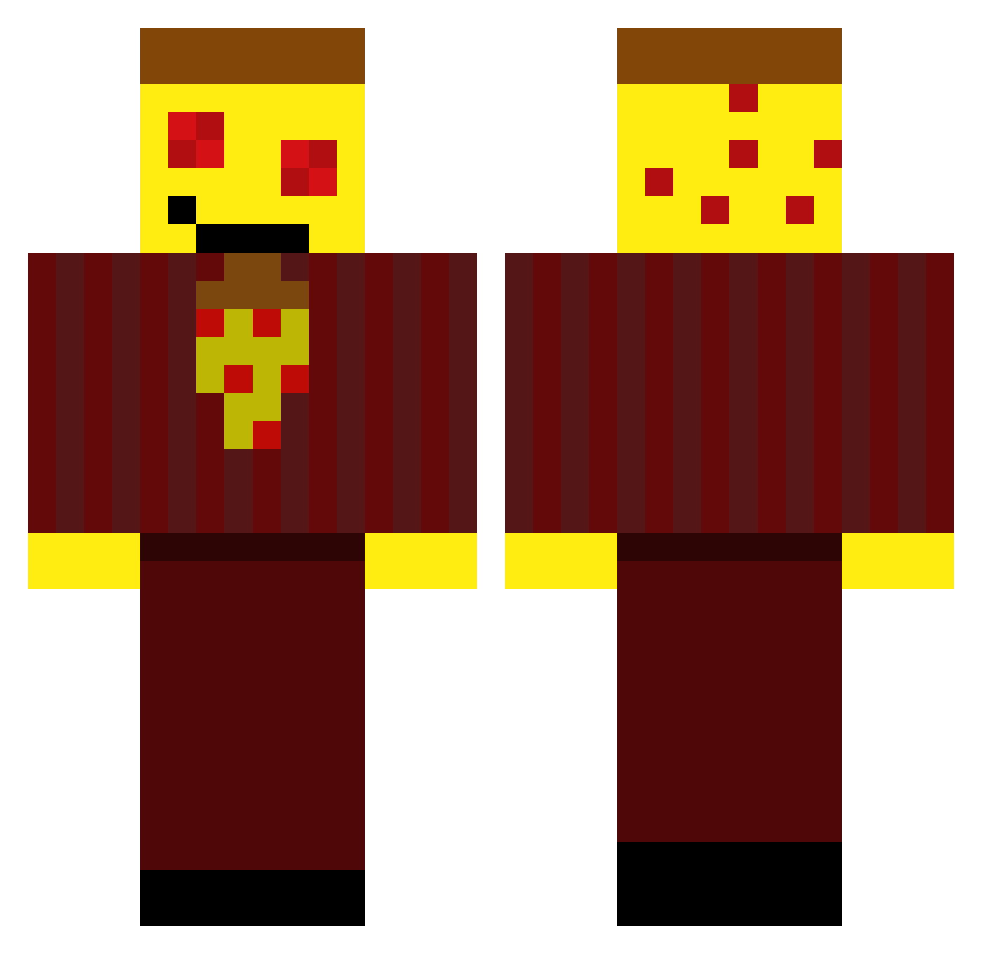 CrazyPizzaFreak Minecraft skin, front and back view