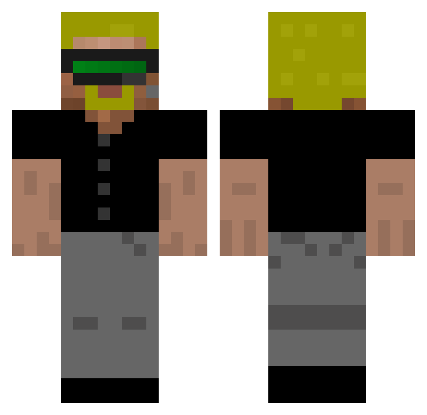 Repro Minecraft skin, front and back view