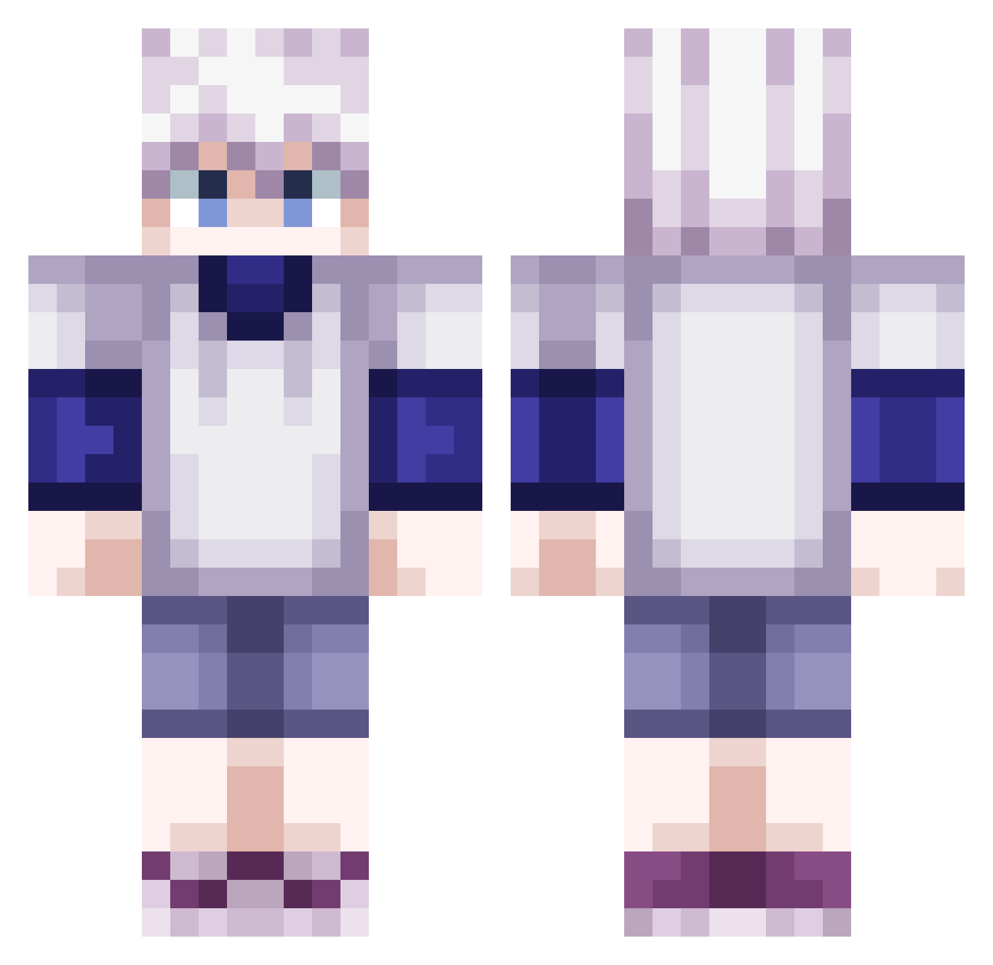 Moon_White Minecraft skin, front and back view