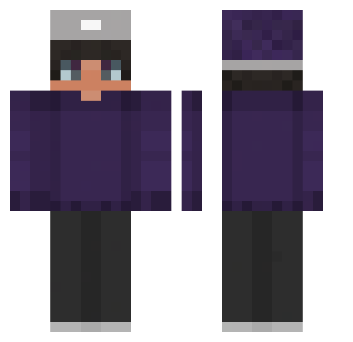 StevG350 Minecraft skin, front and back view